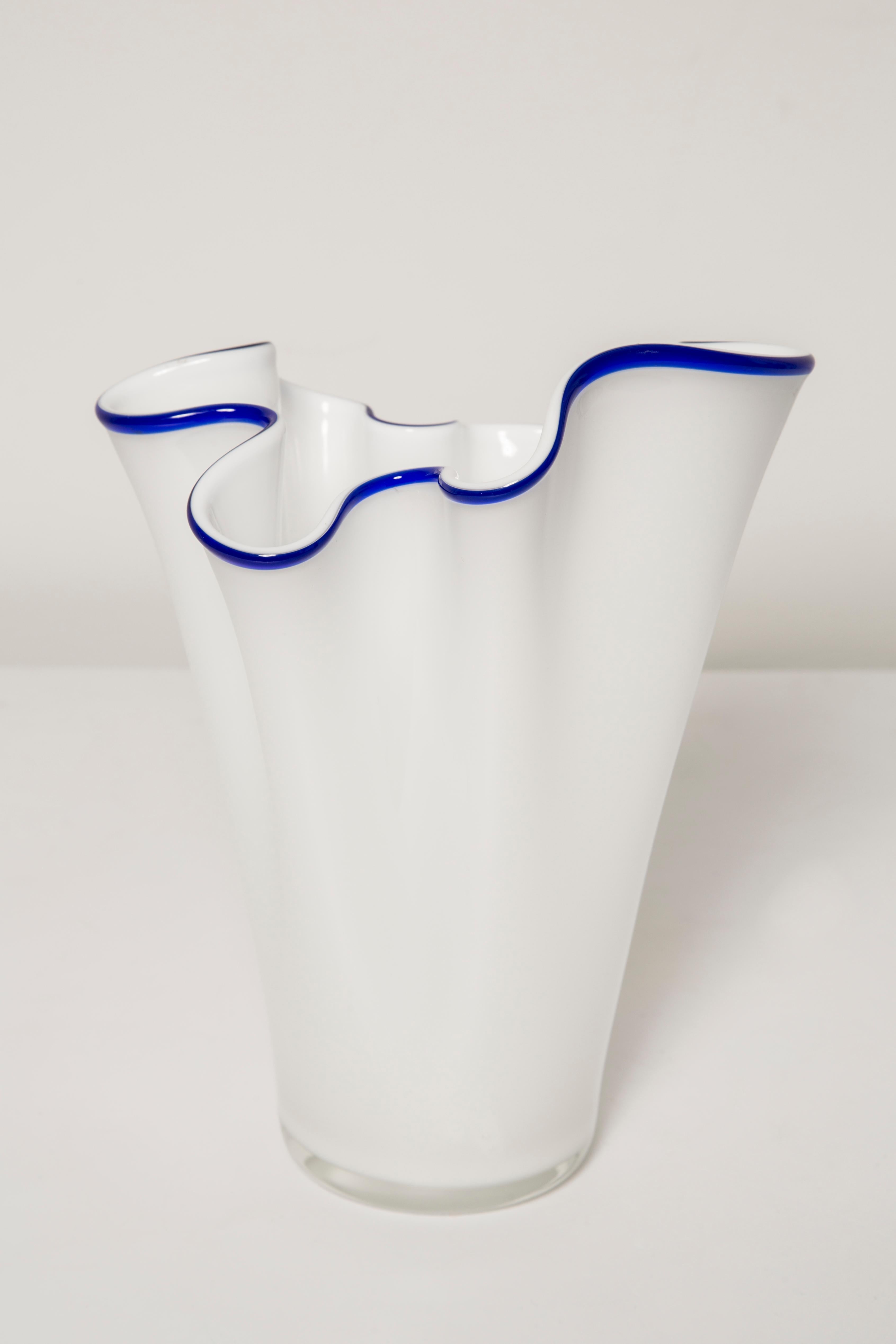 Italian Mid Century Vintage Blue and White Vase, Italy, 1960s For Sale