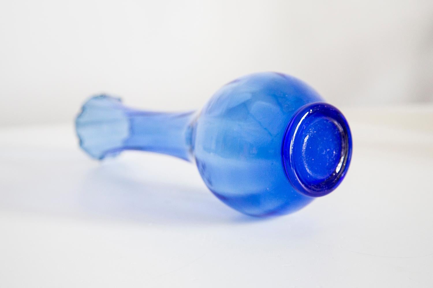 Mid Century Vintage Blue Artistic Glass Vase, Europe, 1970s For Sale 4