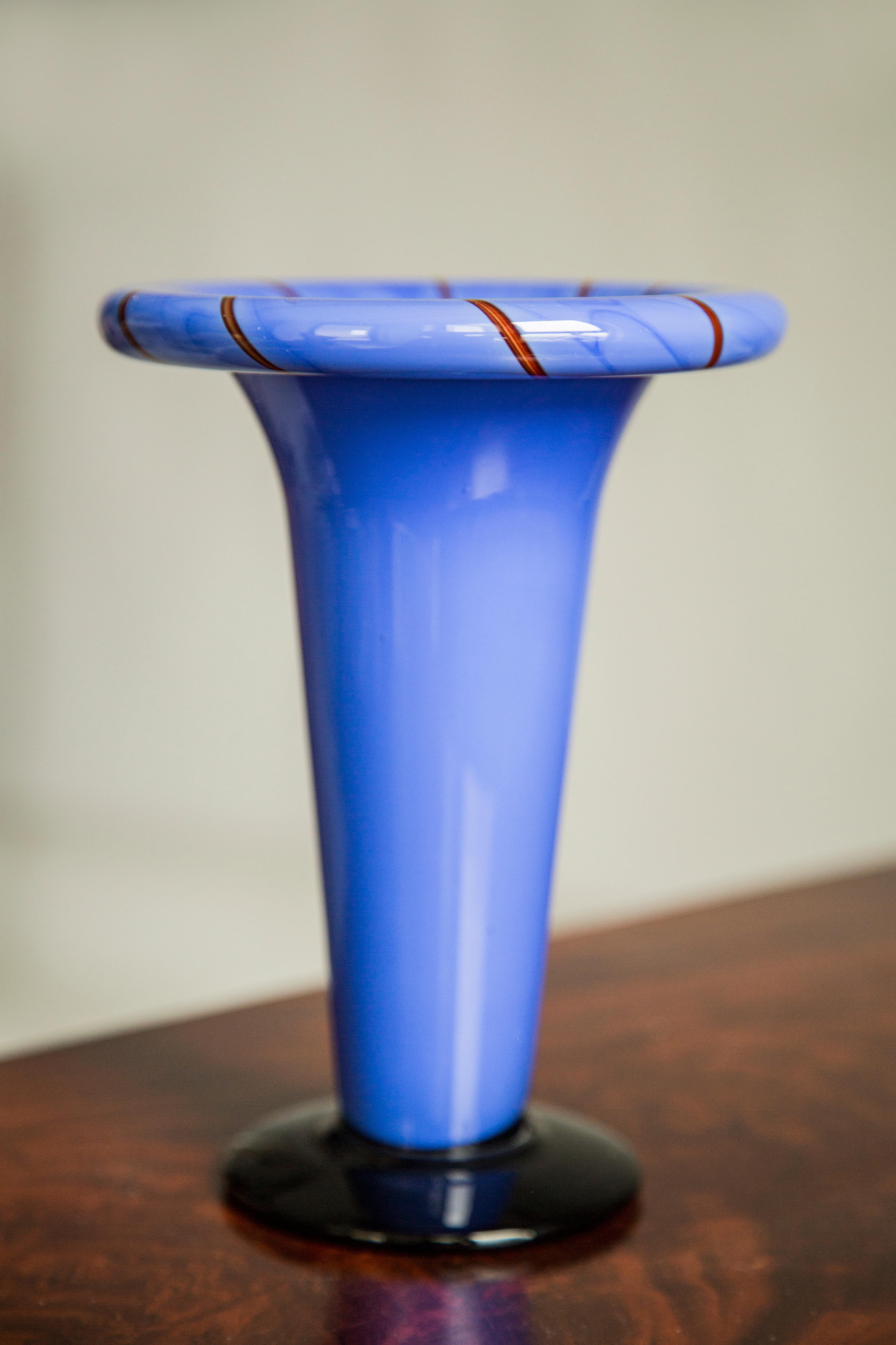 Mid-Century Modern Mid Century Vintage Blue Artistic Glass Vase, Europe, 1970s For Sale