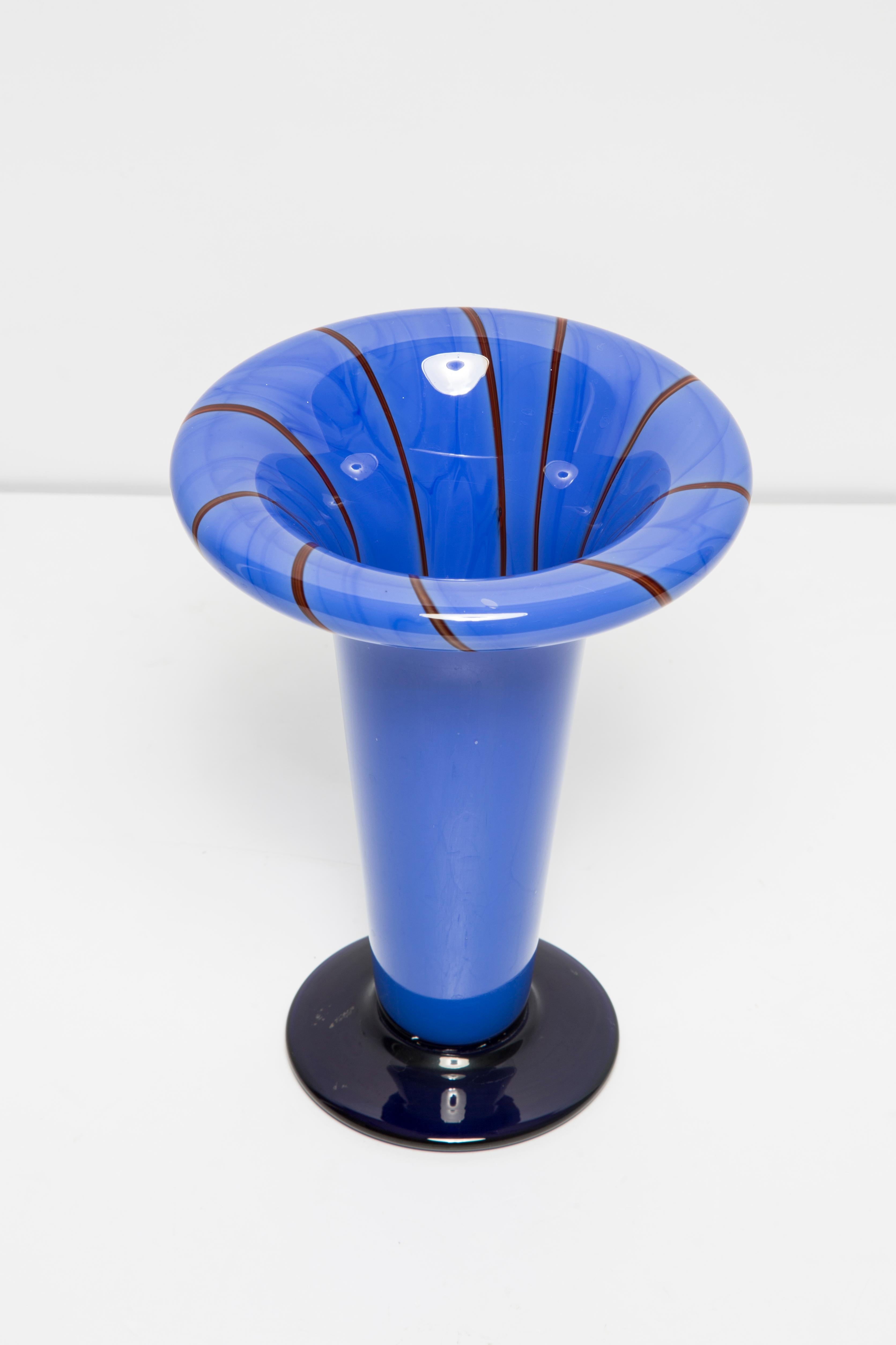 Mid Century Vintage Blue Artistic Glass Vase, Europe, 1970s For Sale 1