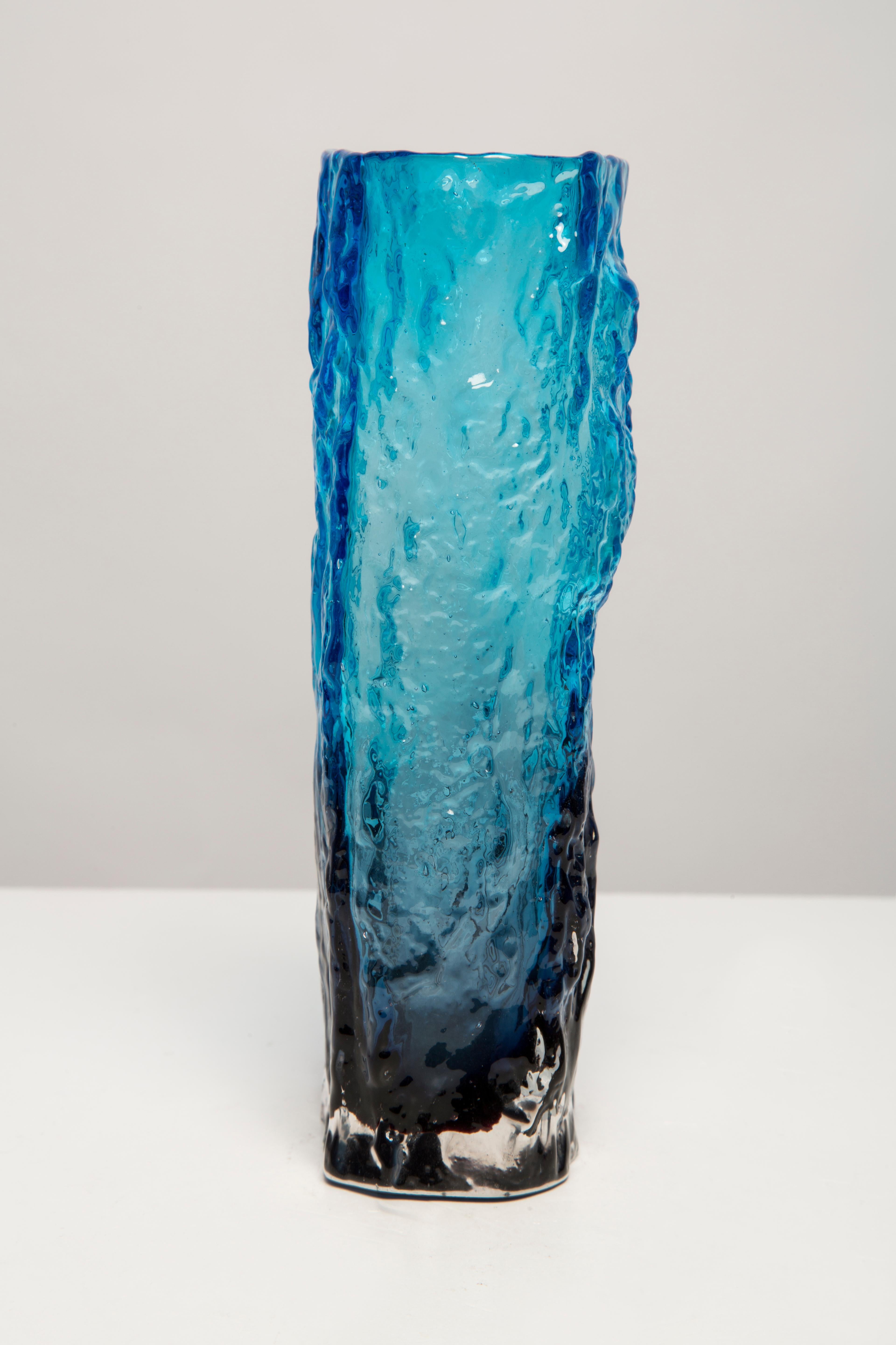 20th Century Mid Century Vintage Blue Artistic Ingrid Glass Vase, Germany, 1970s For Sale