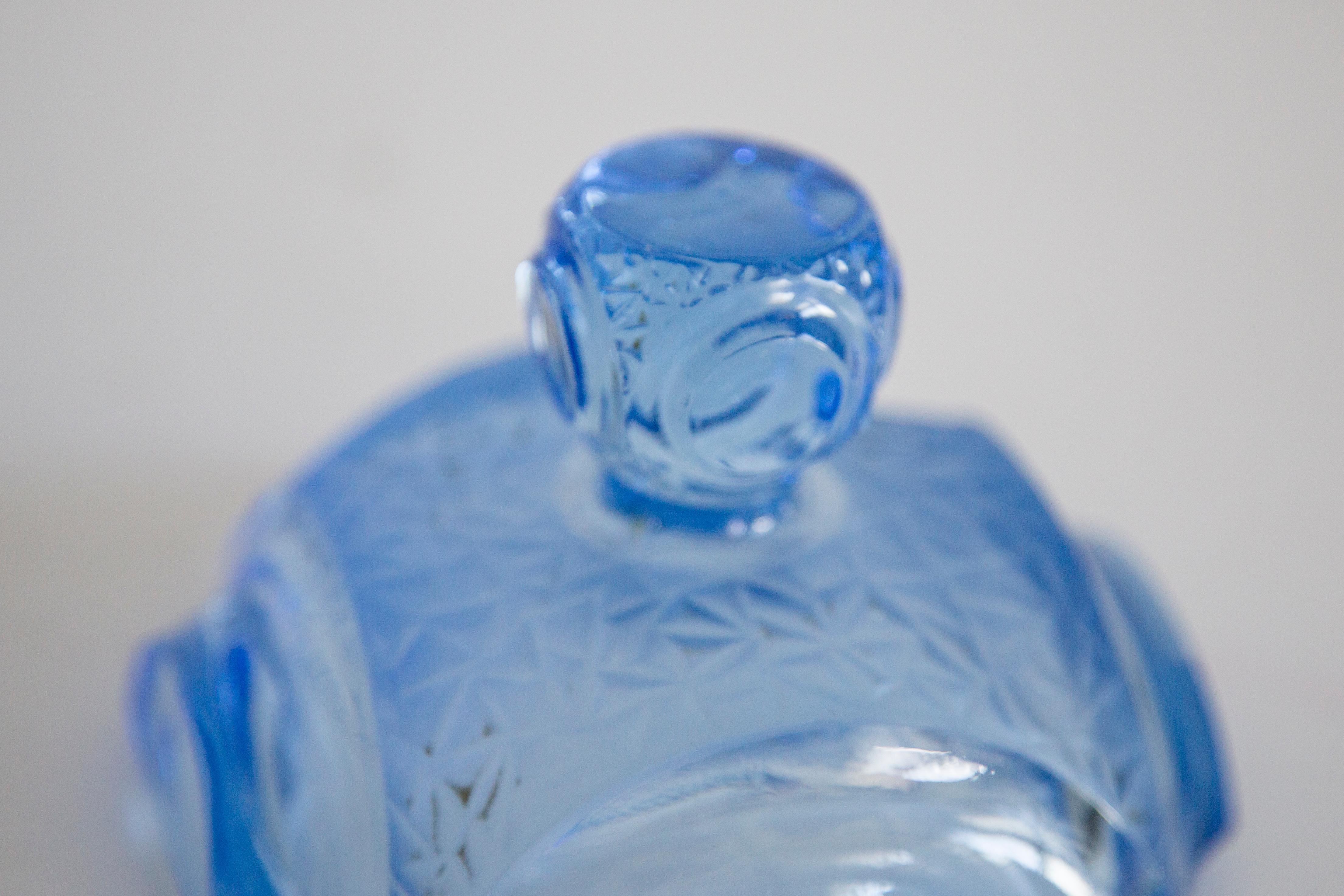 Blaue Kristallglas-Zuckerdose aus der Jahrhundertmitte, Italien, 1960er Jahre 7