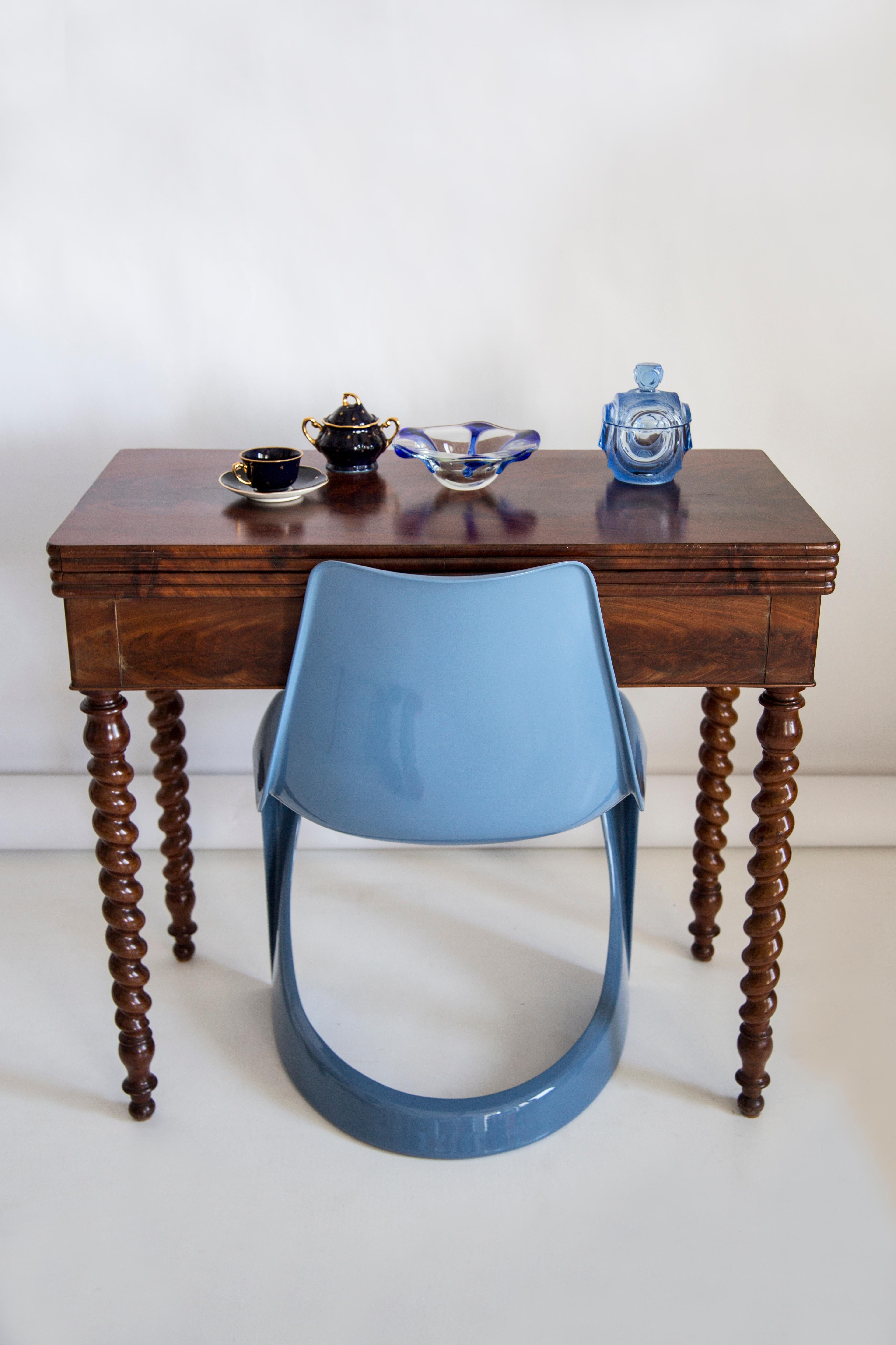 Blaue Kristallglas-Zuckerdose aus der Jahrhundertmitte, Italien, 1960er Jahre (Moderne der Mitte des Jahrhunderts)