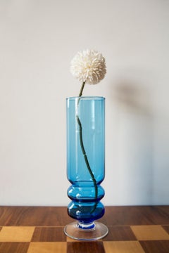 Mid Century Vintage Blue Decorative Glass Vase, Europe, 1960s