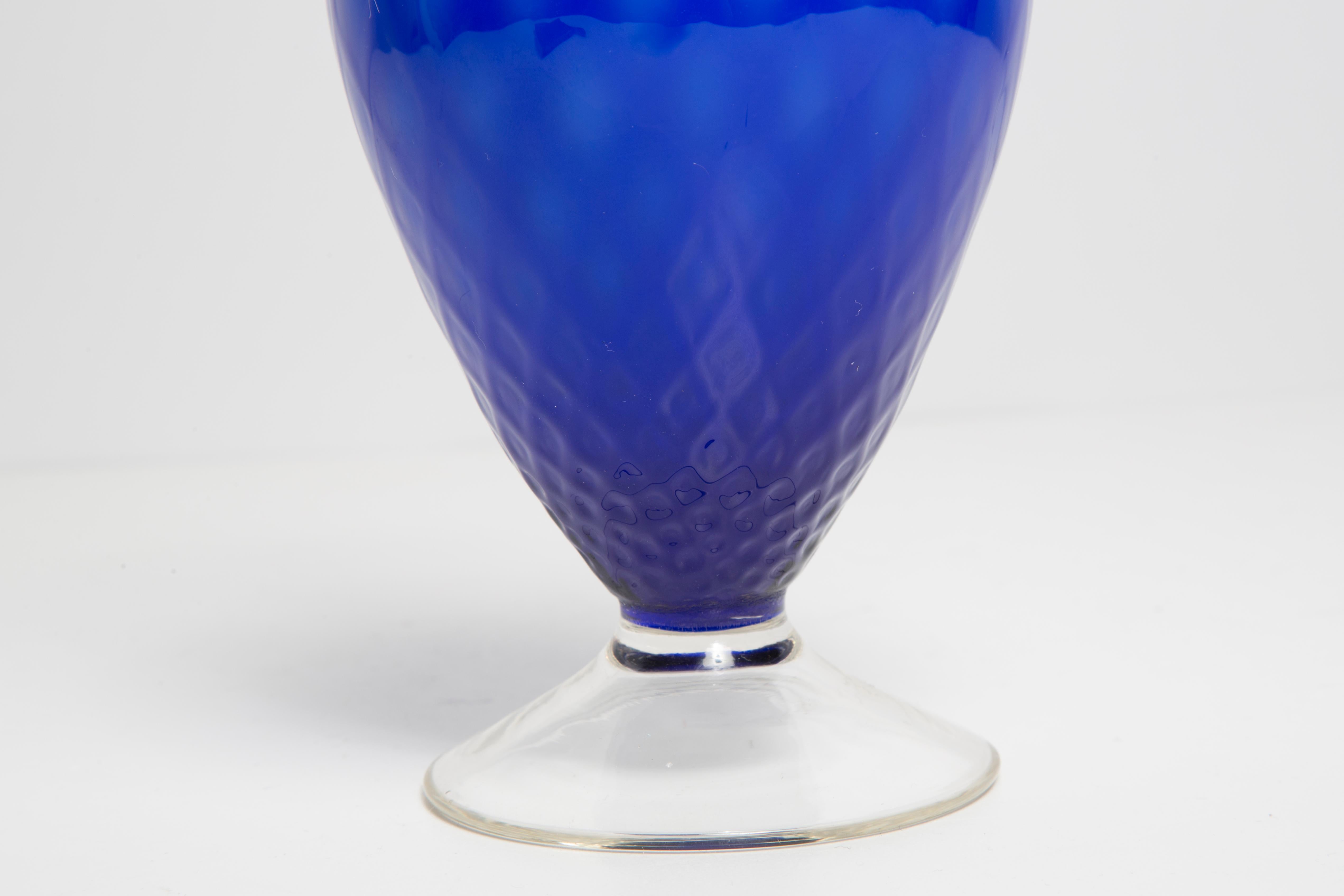 20th Century Mid Century Vintage Blue Decorative Glass Vase, Europe, 1960s For Sale