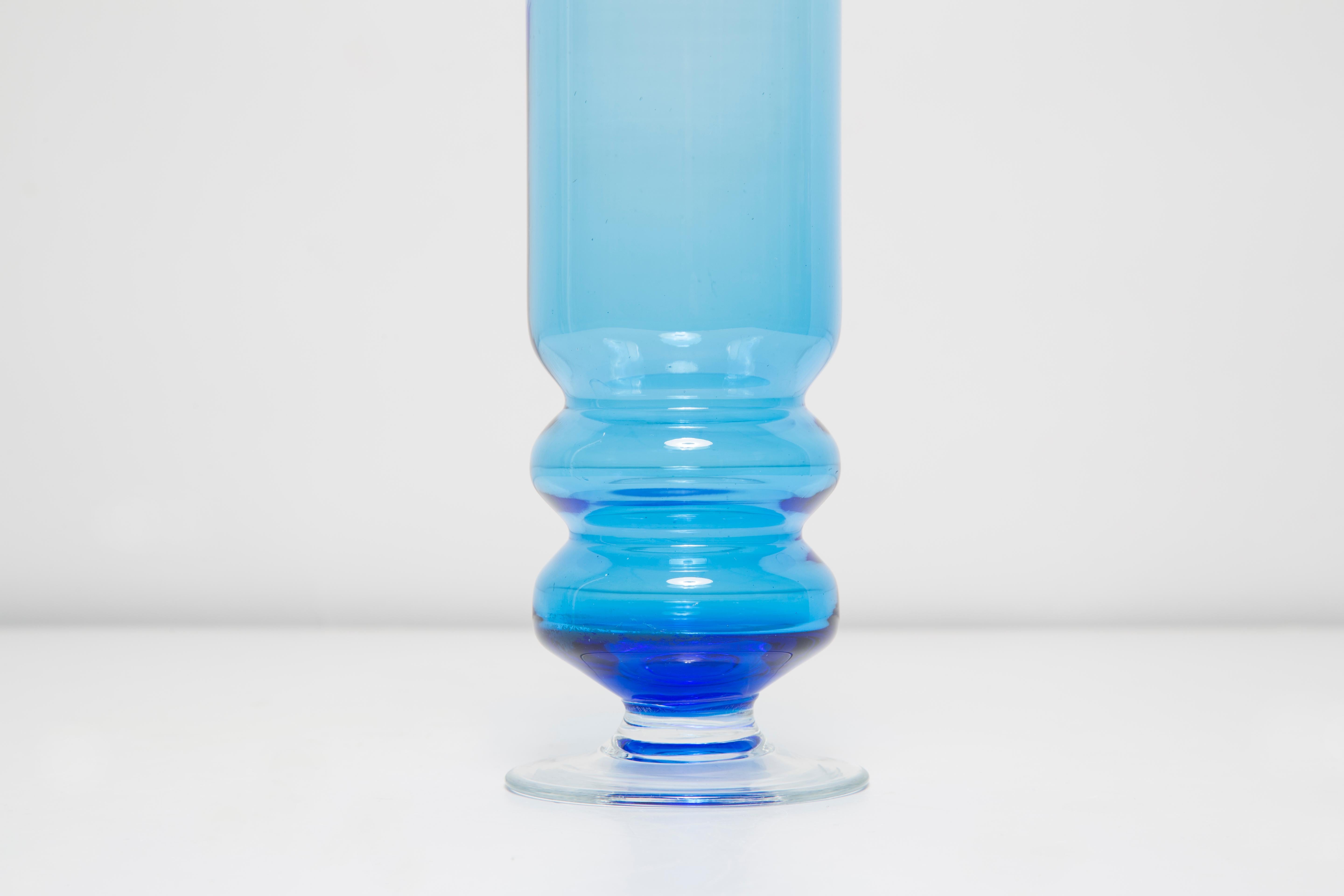 20th Century Mid Century Vintage Blue Decorative Glass Vase, Europe, 1960s For Sale