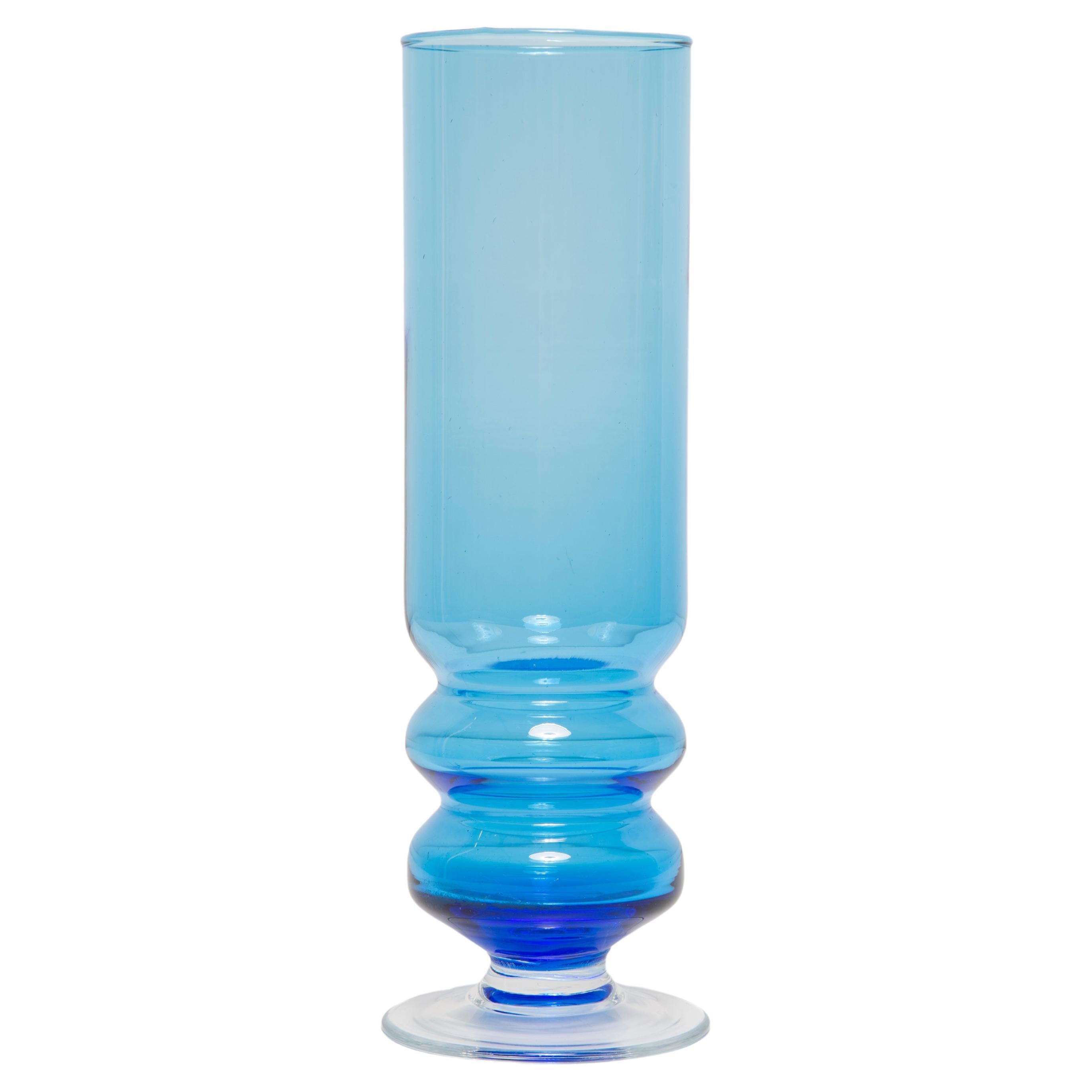 Jarrón decorativo de cristal azul Mid Century Vintage, Europa, años 60