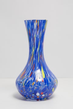Mid Century Vintage Blue Dots Small Murano Vase, Italy, 1960s
