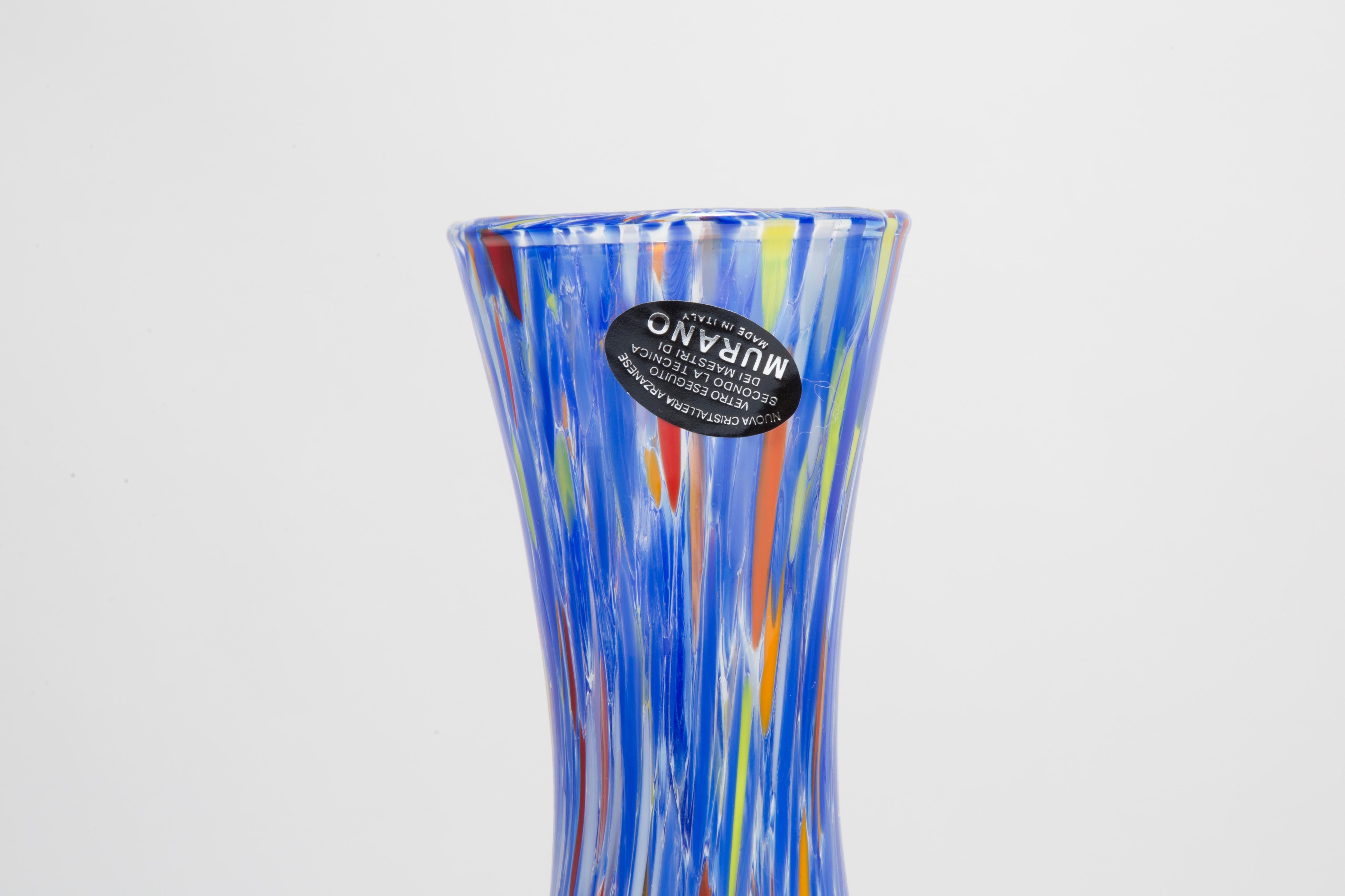 italien Petit vase de Murano vintage à pois bleus, Italie, années 1960 en vente
