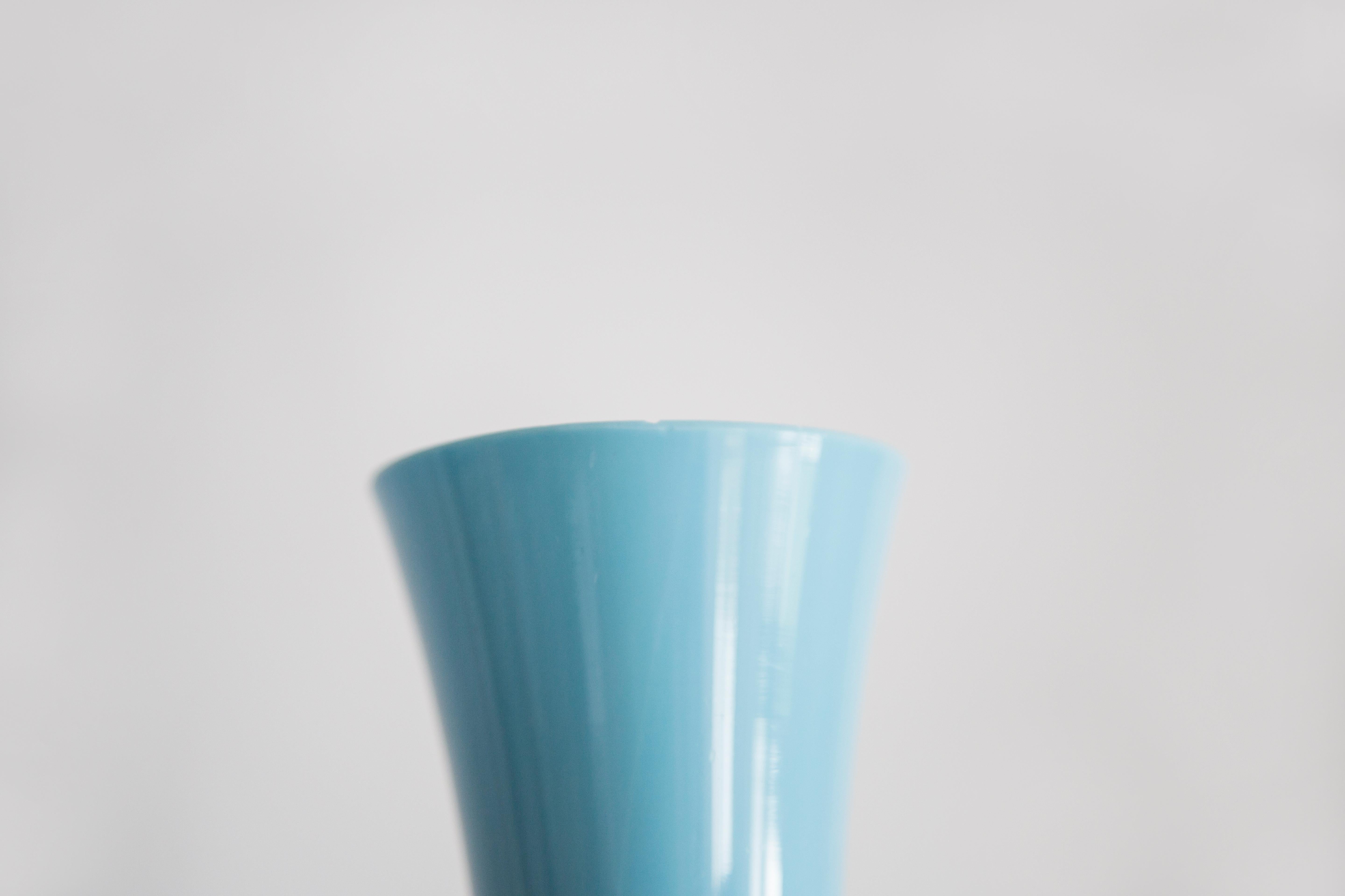 20th Century Mid Century Vintage Blue Glass Porcelain Vase, Europe, 1960s For Sale