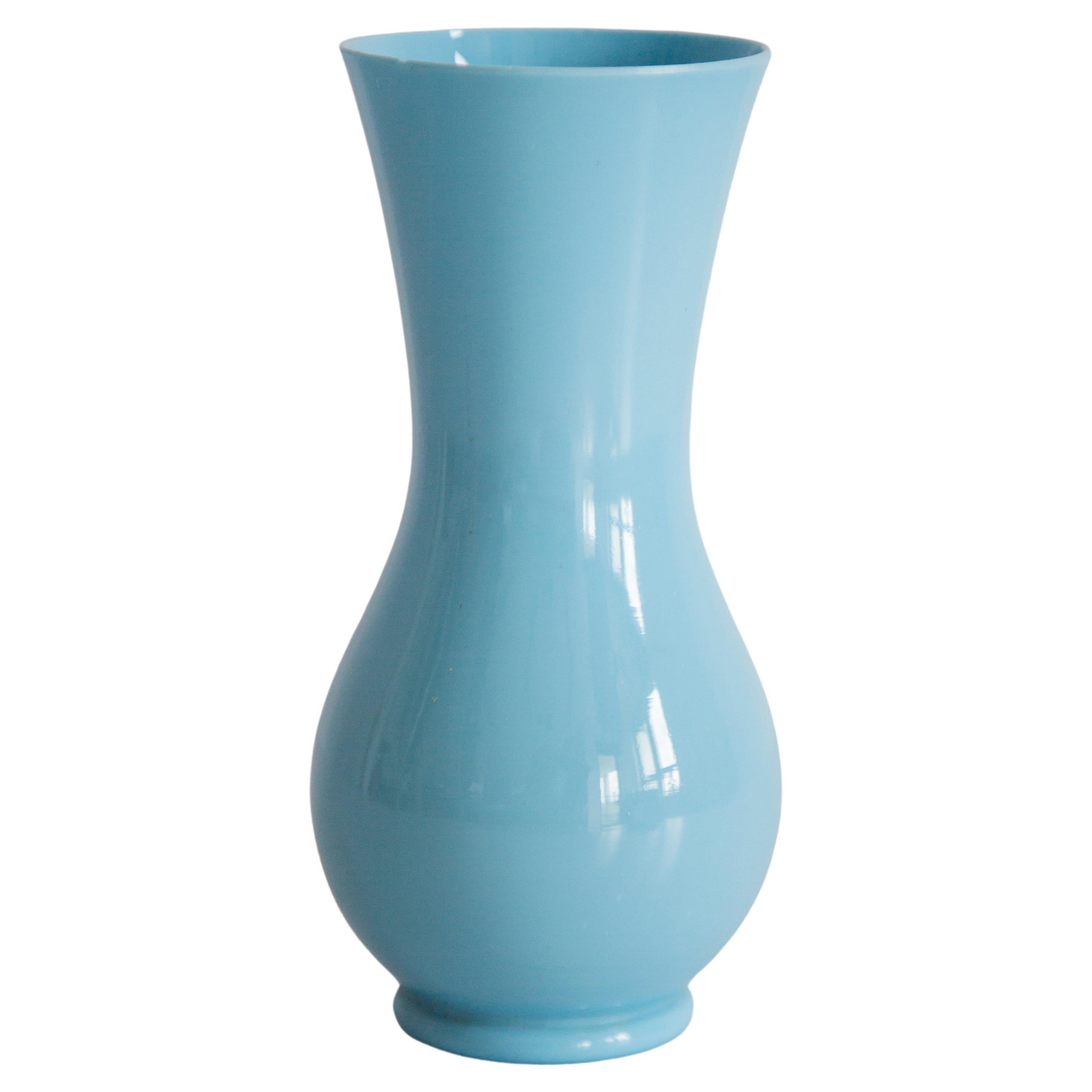 Mid Century Vintage Blue Glass Porcelain Vase, Europe, 1960s For Sale
