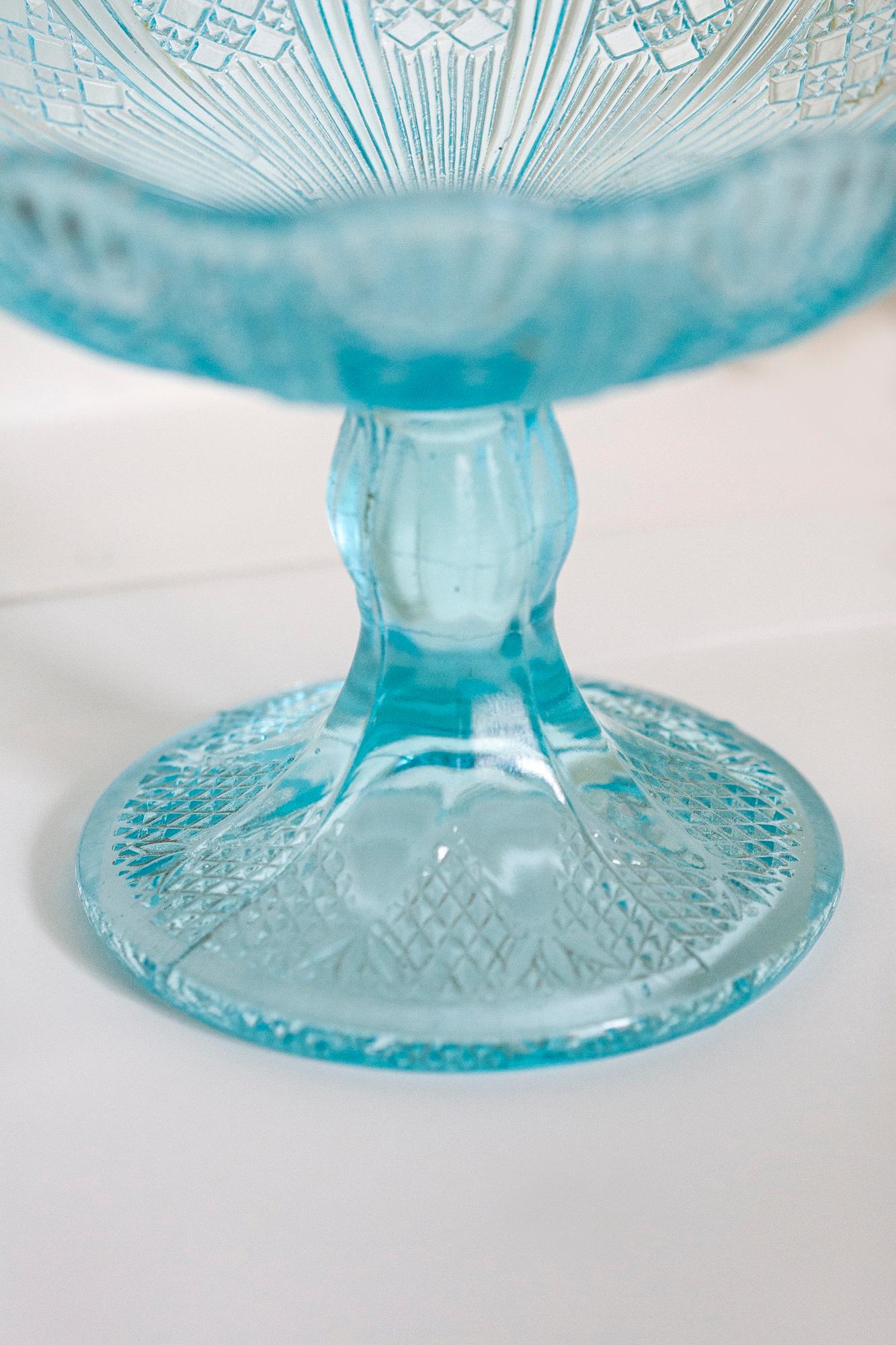 Mid Century Vintage Blue Glass Sugar or Fruit Bowl, Italy, 1960s For Sale 4