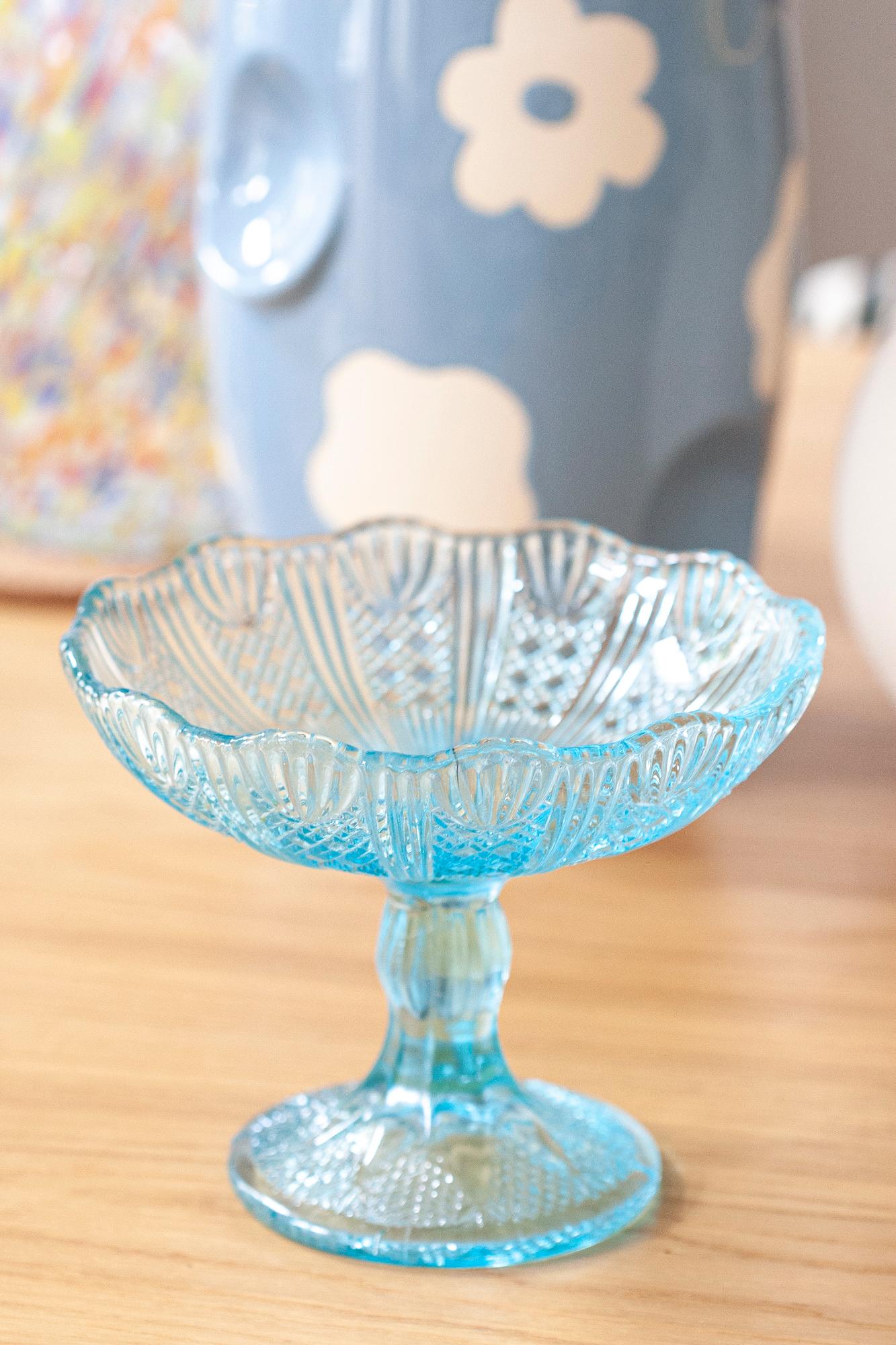 Mid Century Vintage Blue Glass Sugar or Fruit Bowl, Italy, 1960s In Good Condition For Sale In 05-080 Hornowek, PL