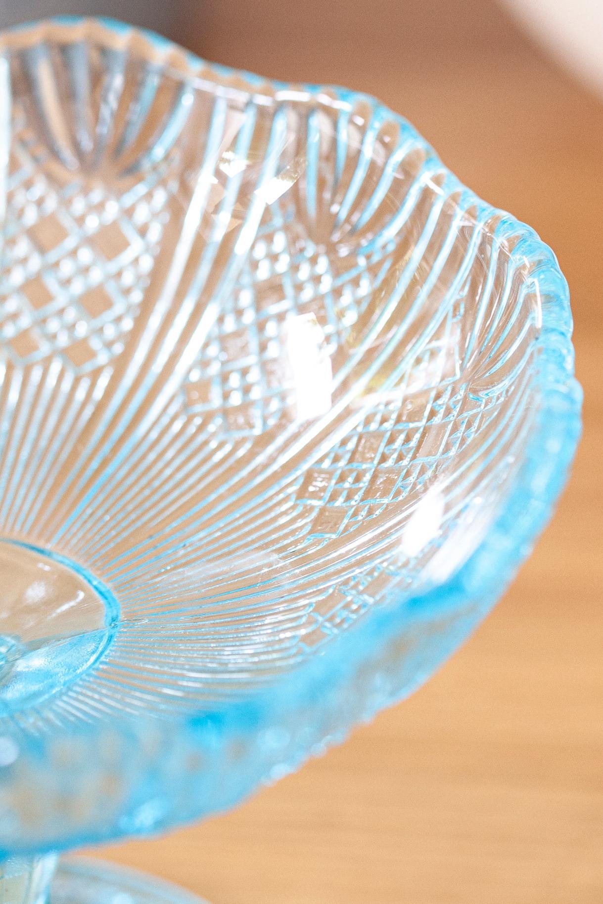 20th Century Mid Century Vintage Blue Glass Sugar or Fruit Bowl, Italy, 1960s For Sale