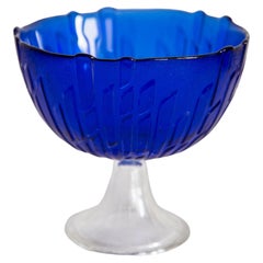 Mid Century Vintage Blue Glass Sugar or Fruit Bowl, Italy, 1960s
