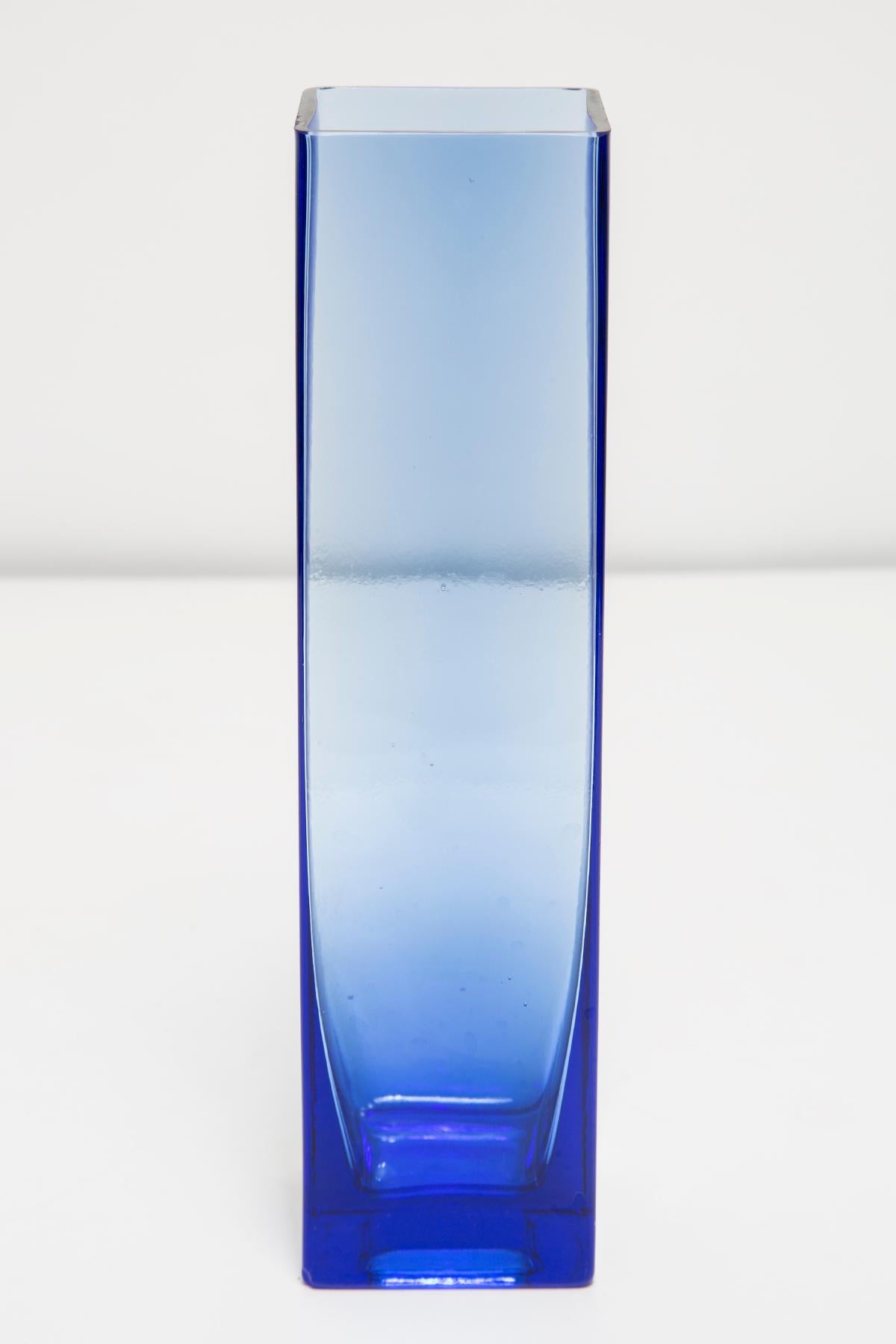 20th Century Mid Century Vintage Blue Glass Vase, Europe, 1960s For Sale