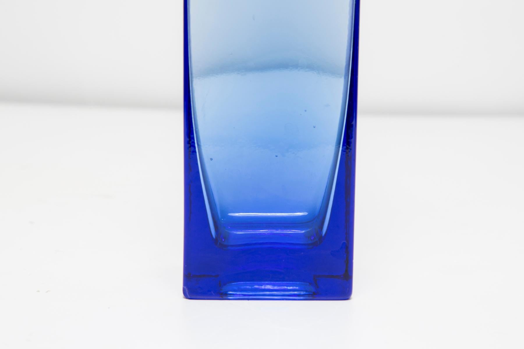 Mid Century Vintage Blue Glass Vase, Europe, 1960s For Sale 3