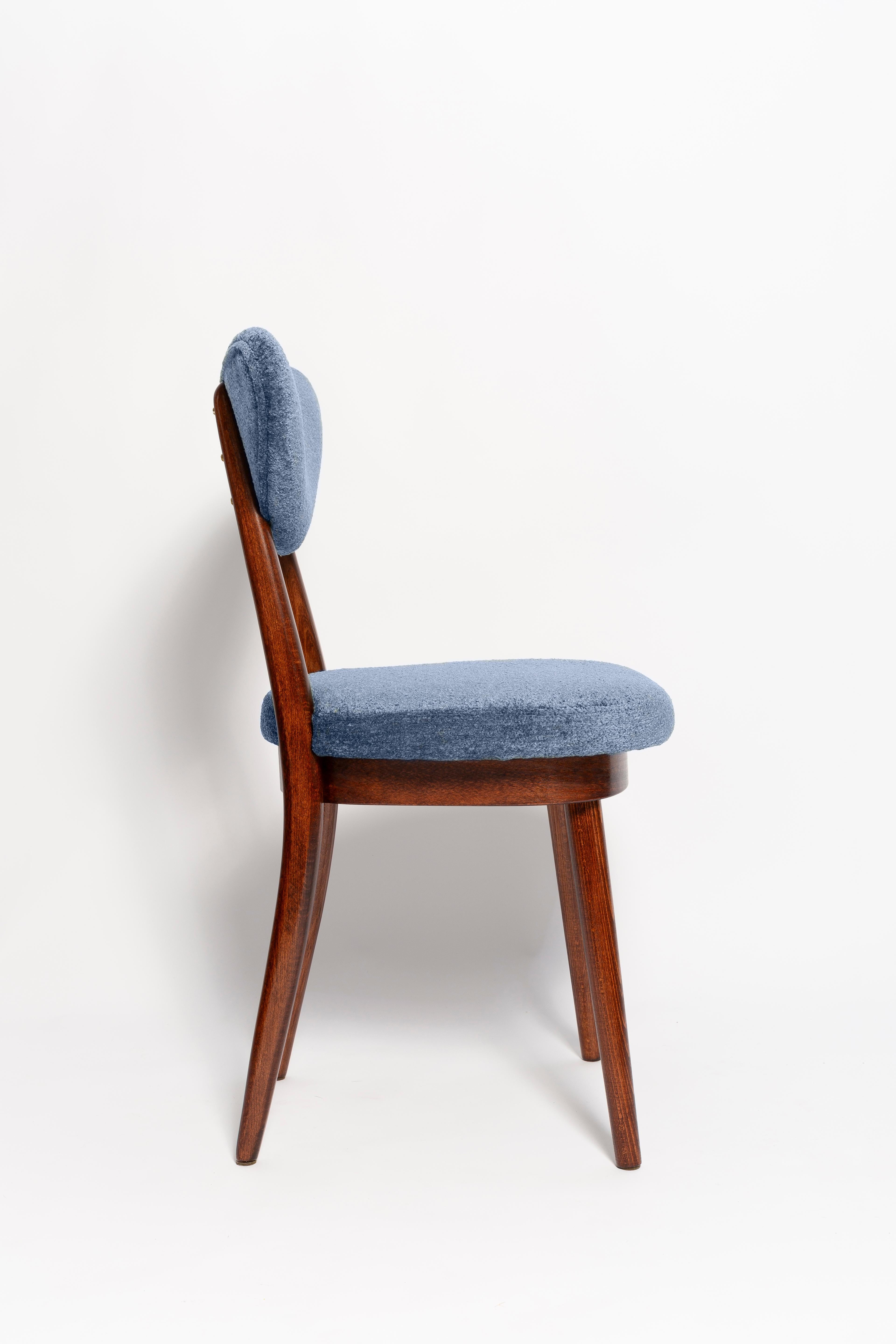 Mid-Century-Vintage-Stuhl mit blauem Herz aus Samt, Europa, 1960er Jahre (Moderne der Mitte des Jahrhunderts) im Angebot