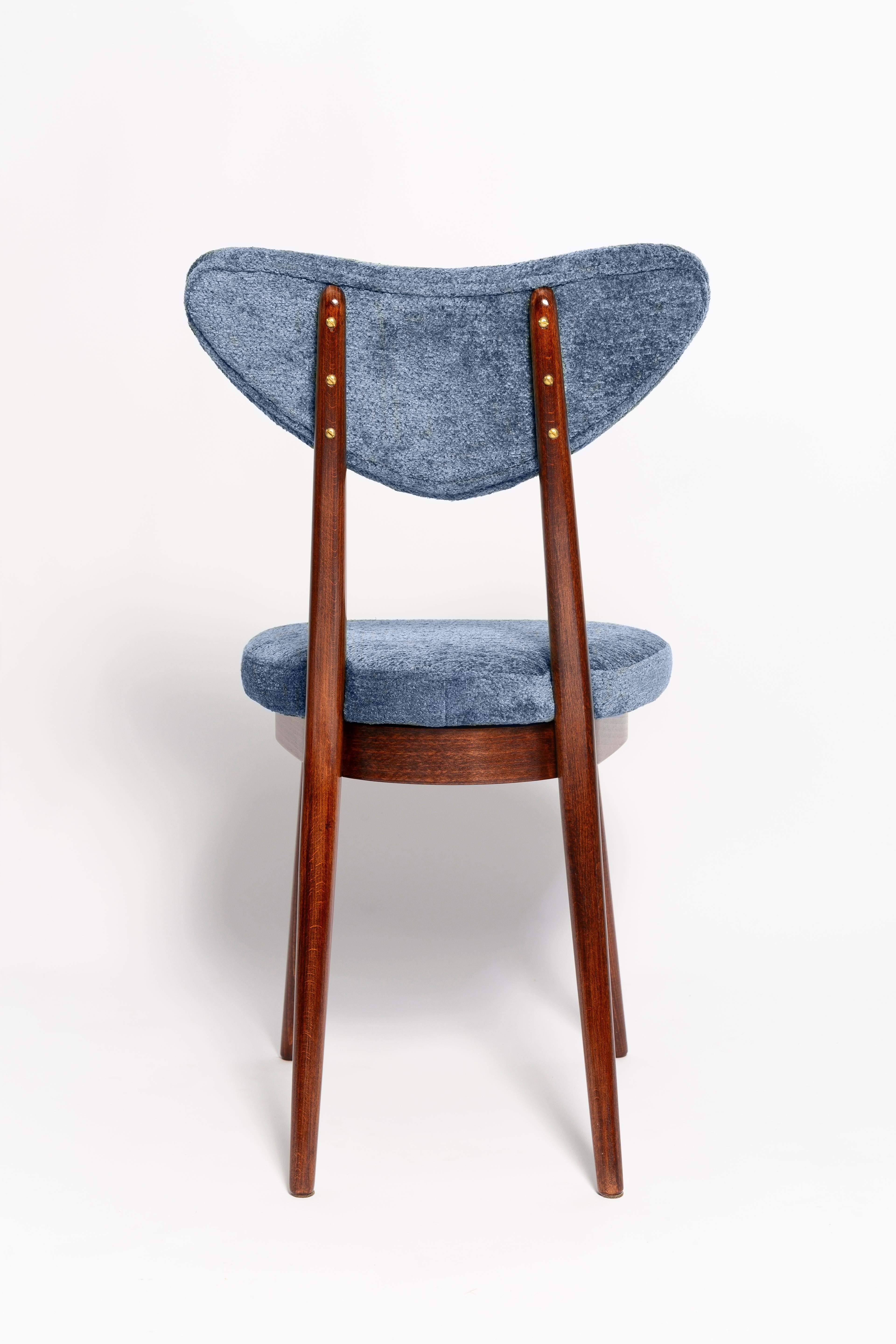 Mid Century Vintage Blue Heart Velvet Chair, Europe, 1960s In Excellent Condition For Sale In 05-080 Hornowek, PL