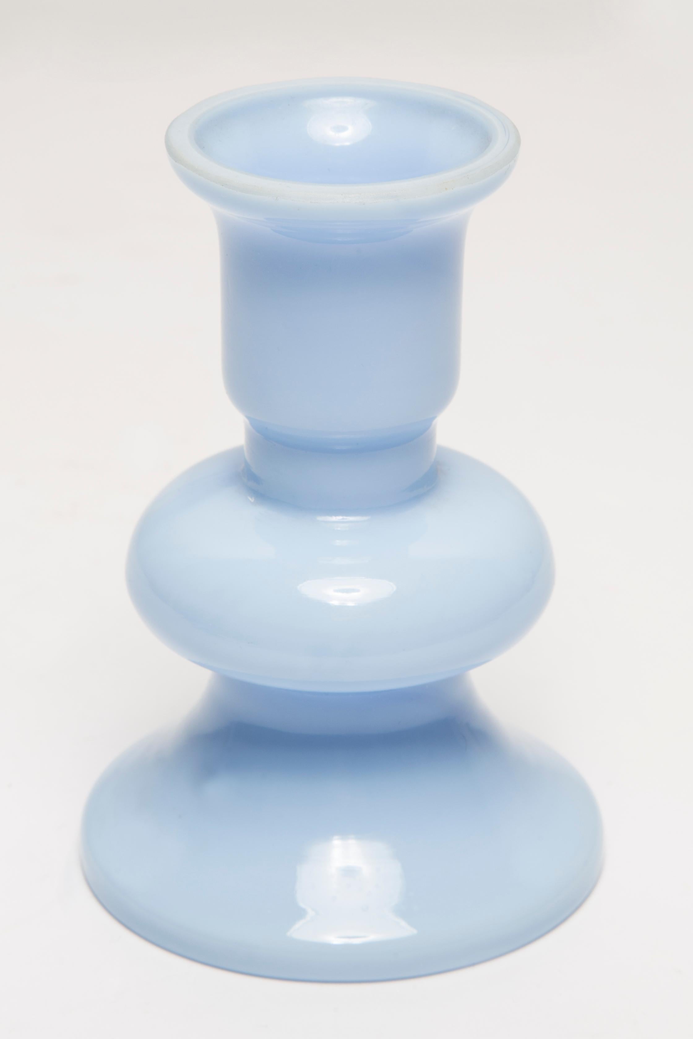 Mid Century Vintage Blue Small Ceramic Candlestick, Italy, 1960s In Good Condition For Sale In 05-080 Hornowek, PL