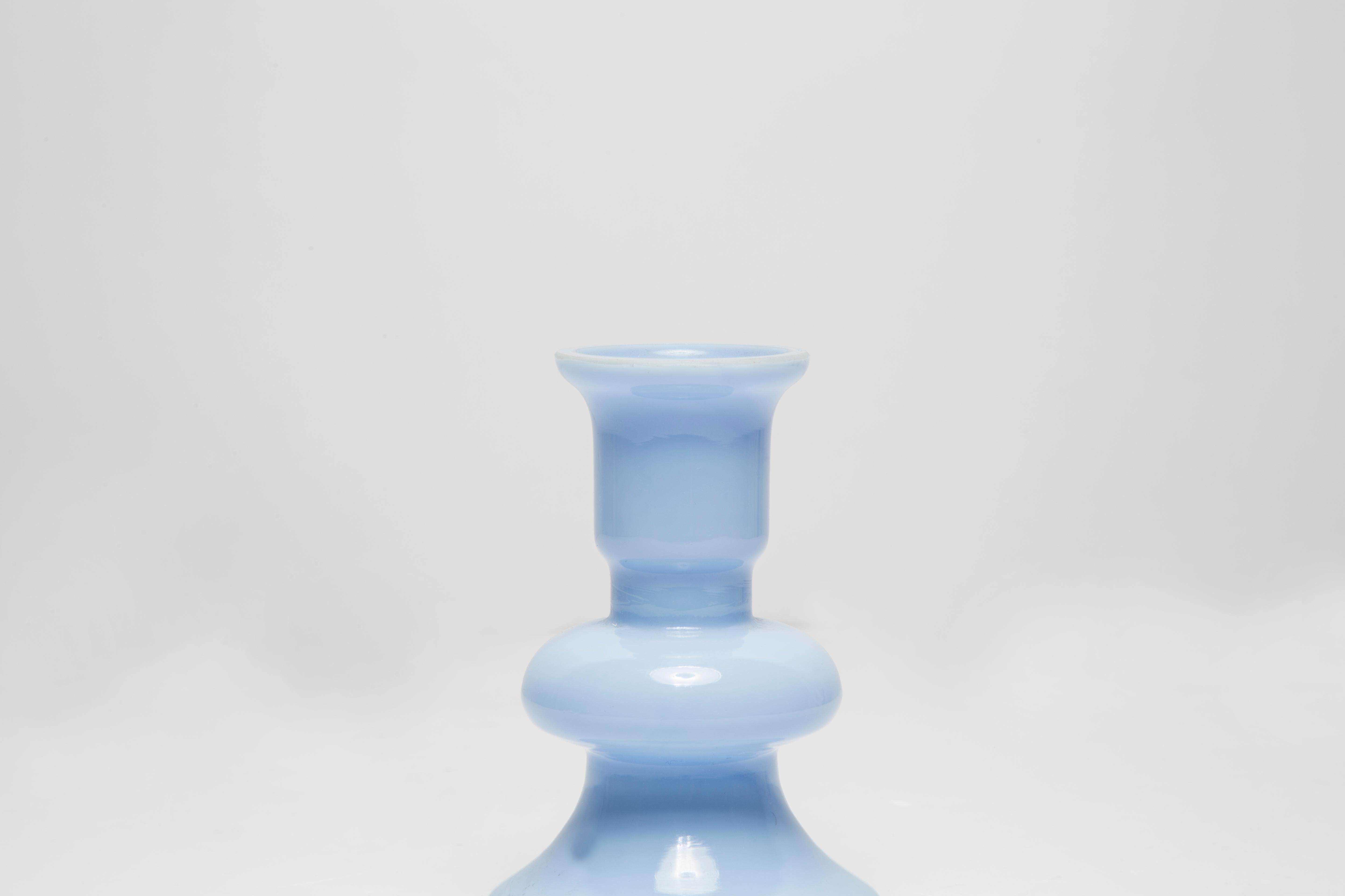 20th Century Mid Century Vintage Blue Small Ceramic Candlestick, Italy, 1960s For Sale