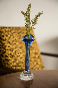 Midcentury Vintage Blue Small Geometric Vase, Europe, 1960s