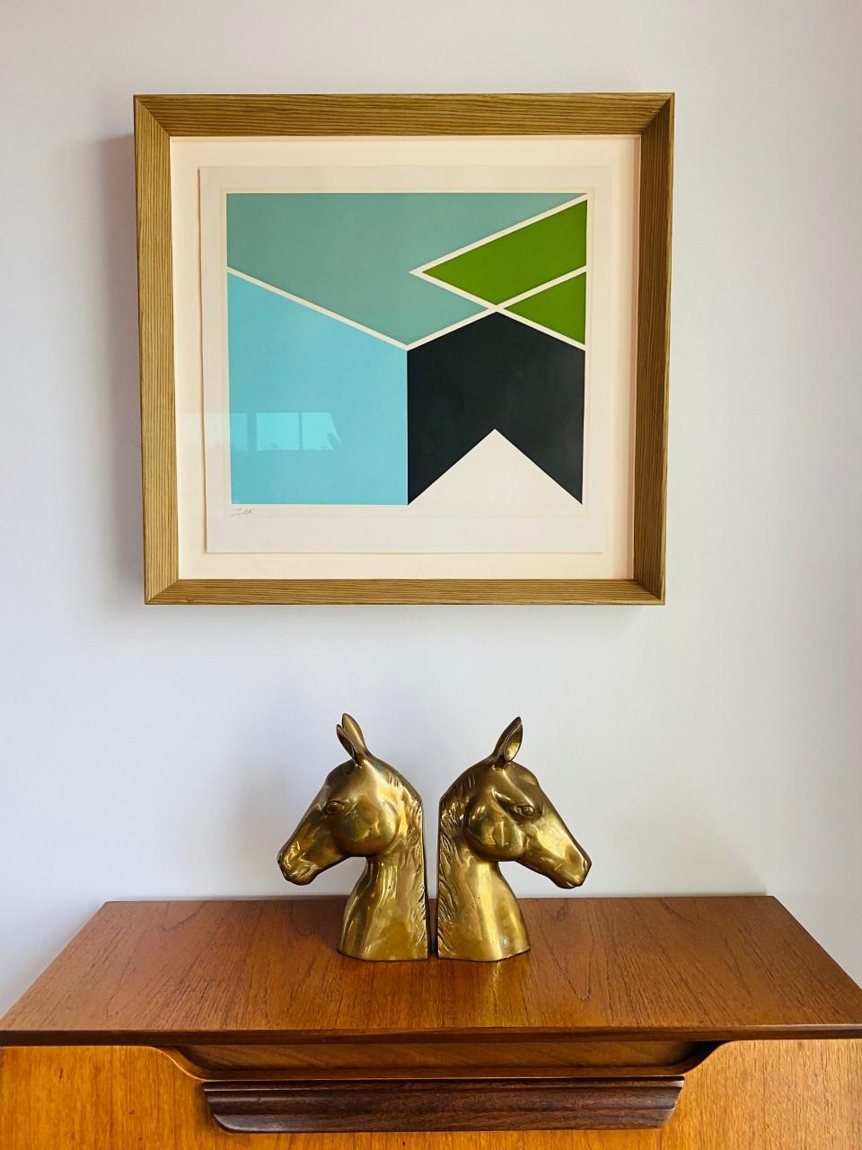 Mid-Century Vintage Brass Horse Head Bookends 2