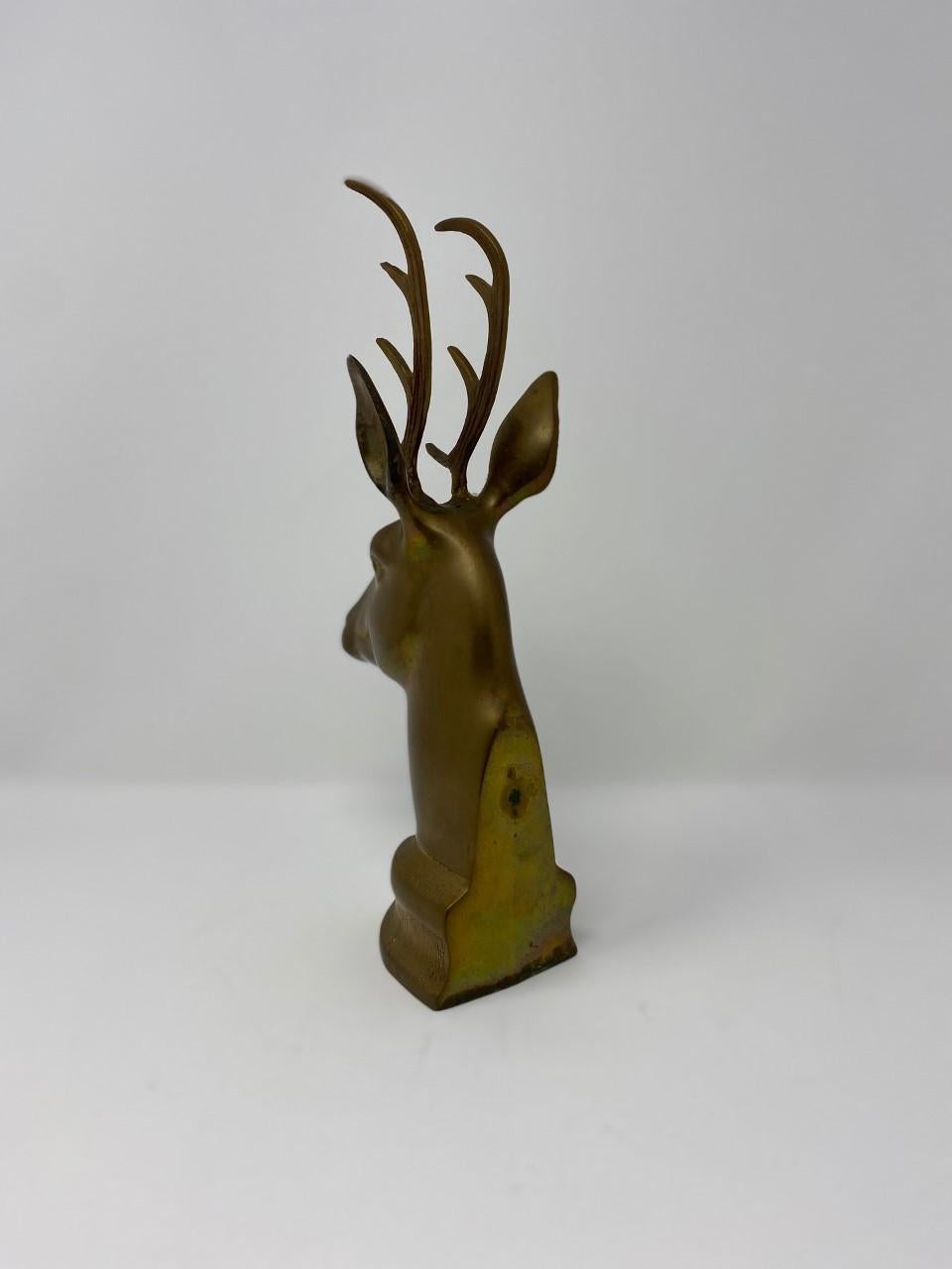 Mid Century Vintage Brass Stag Bookends 6