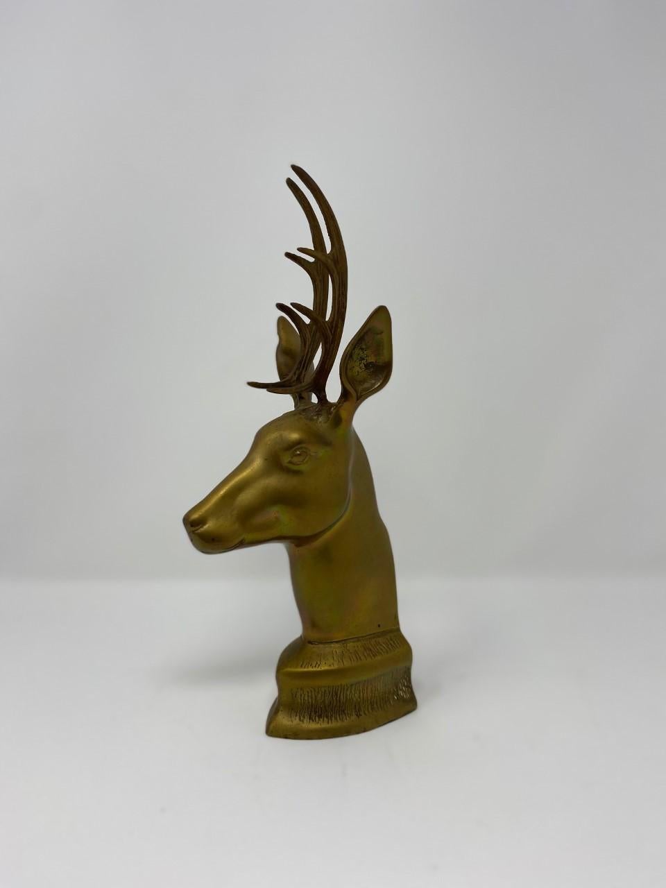 Mid Century Vintage Brass Stag Bookends 7