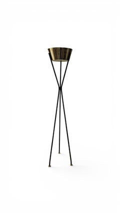 Mid Century Vintage Brass Tripod Floor Lamp