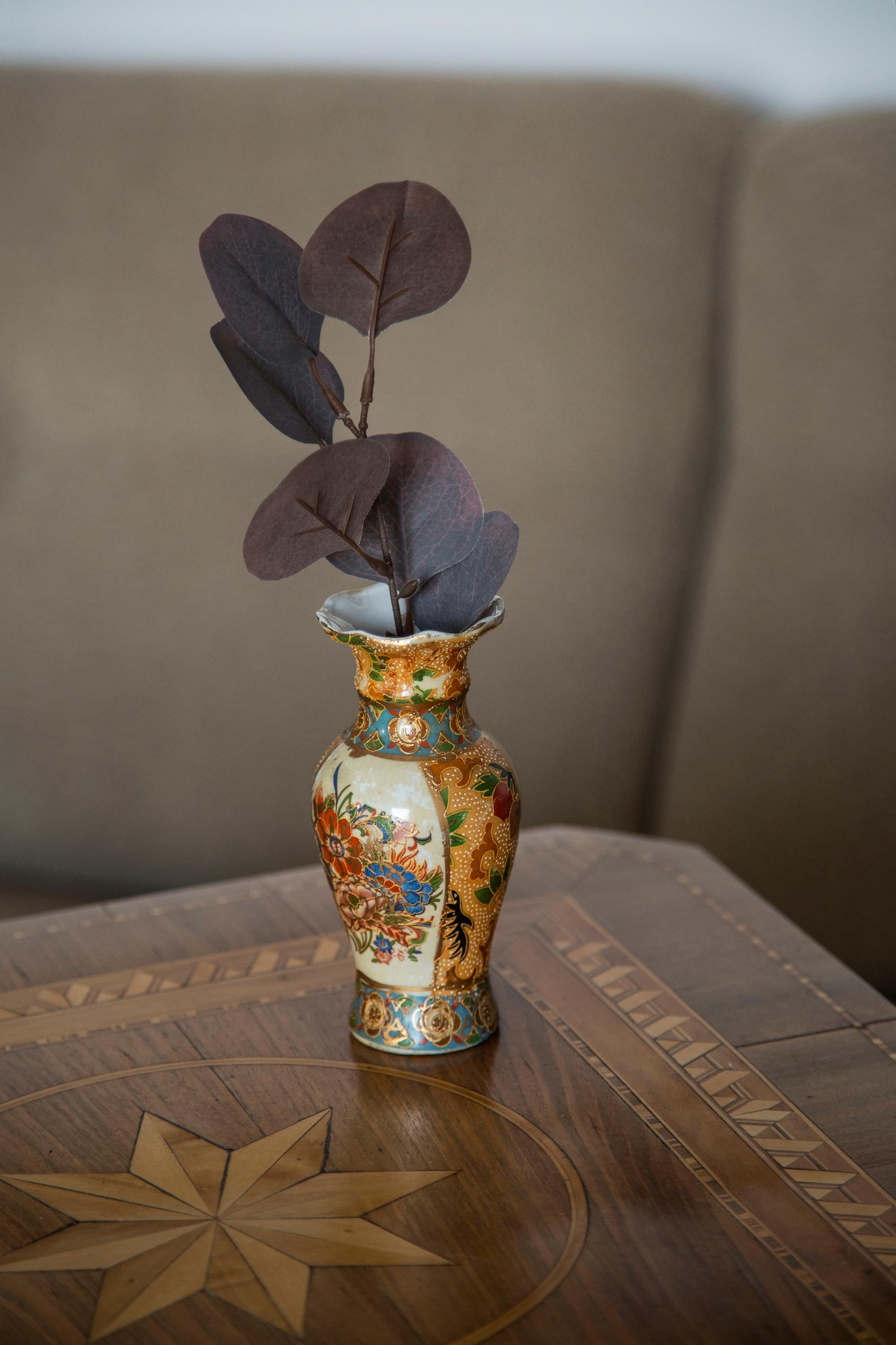 Mid-Century Modern Midcentury Vintage Brown and Orange Chinese Mini Vase, 1960s For Sale