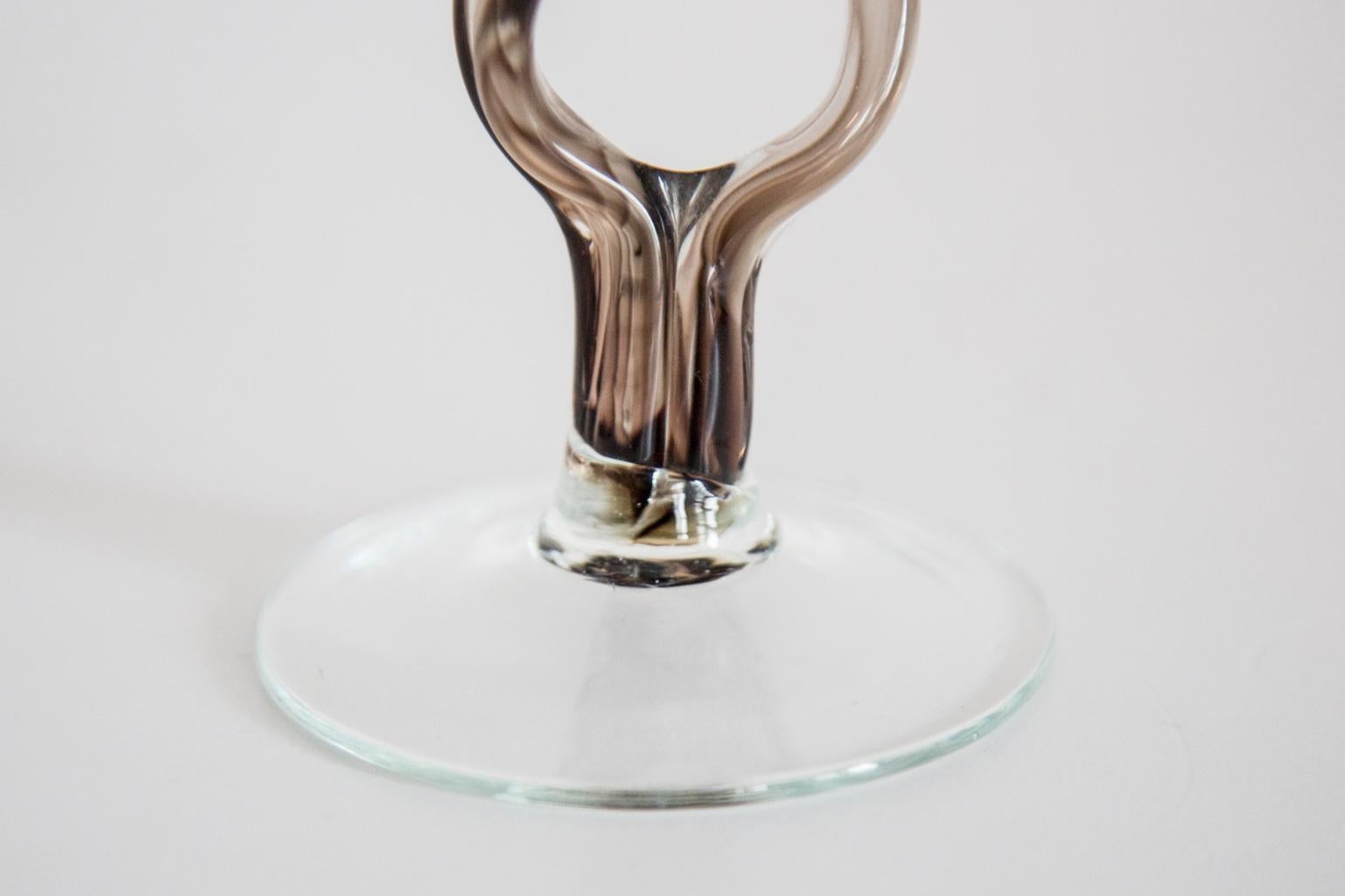 Mid Century Vintage Brown Artistic Glass Vase, Candlestick, Europe, 1970s For Sale 1
