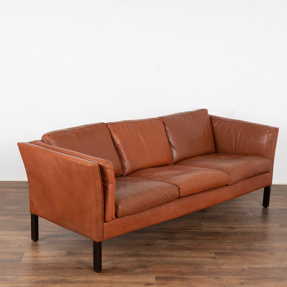 Mid-Century Modern Midcentury Vintage Brown Leather Set, 3-Seat Sofa and 2-Seat Loveseat, 1970s