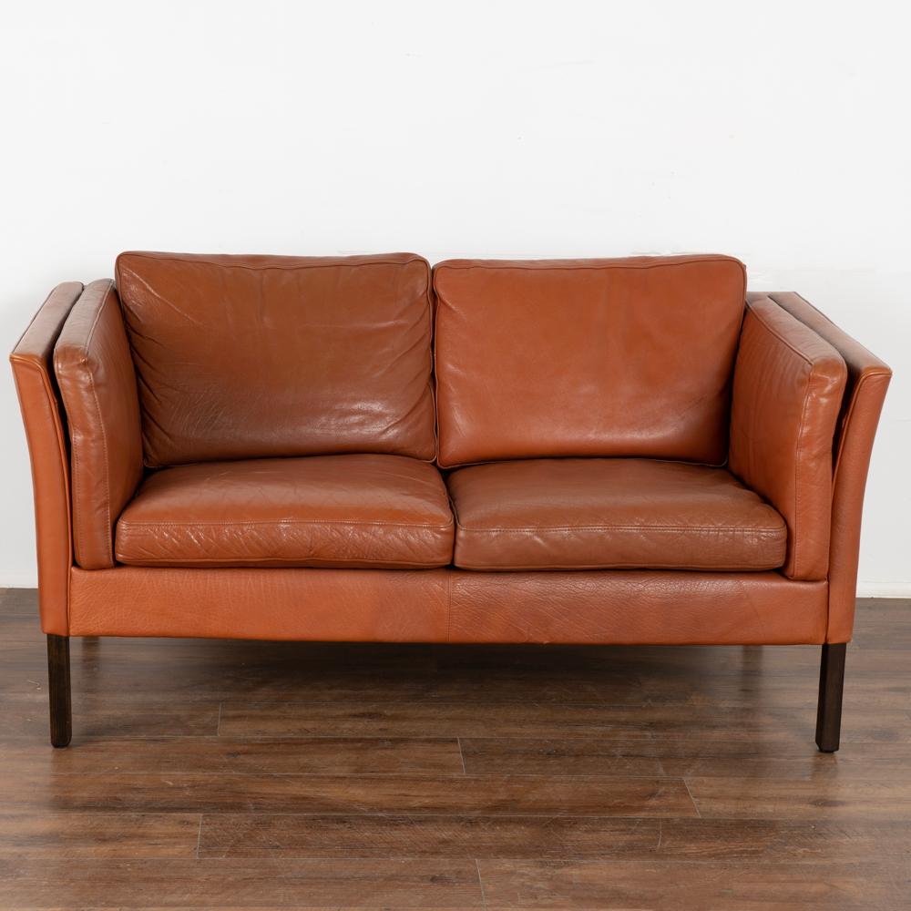 20th Century Midcentury Vintage Brown Leather Set, 3-Seat Sofa and 2-Seat Loveseat, 1970s