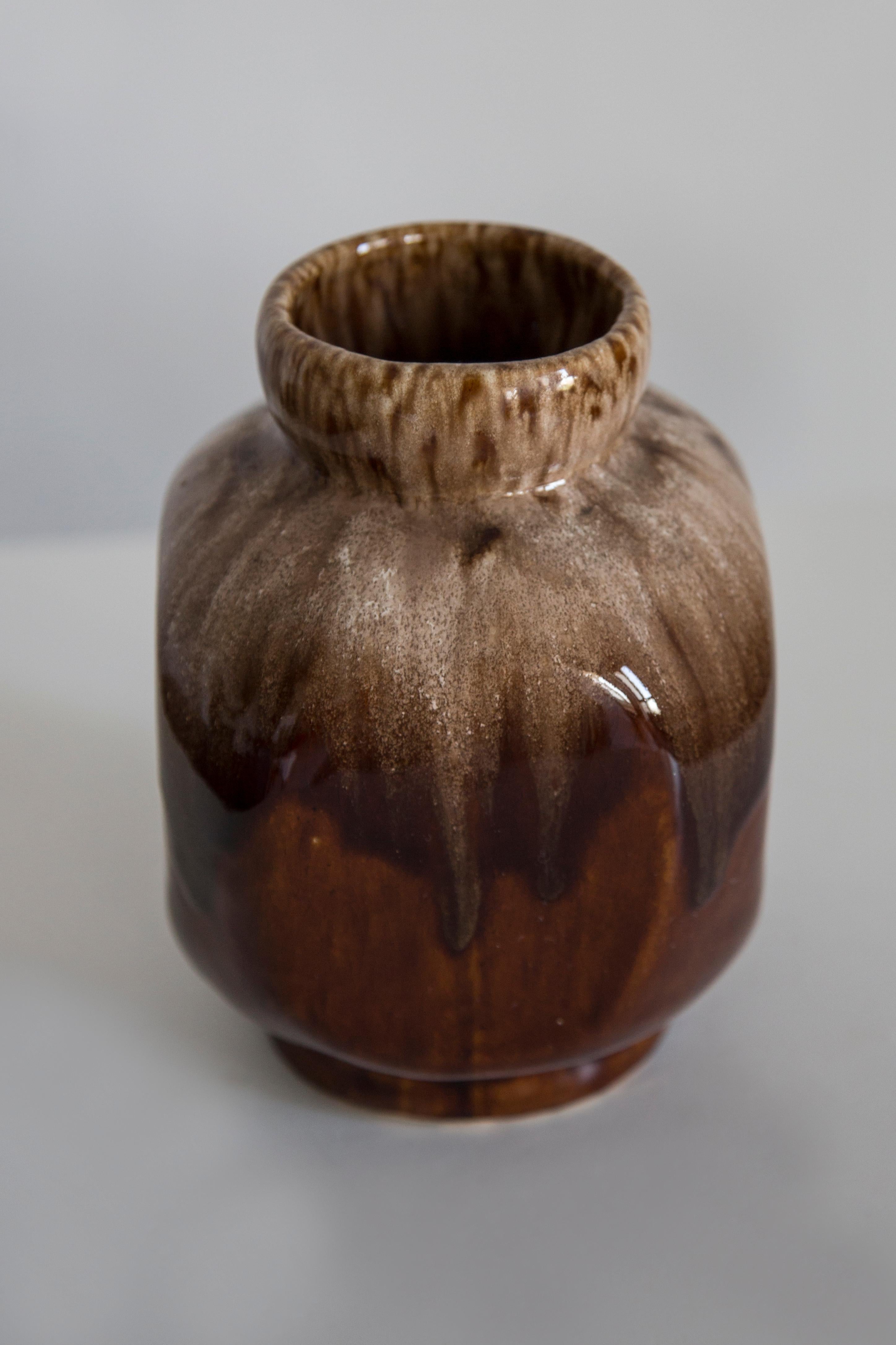Mid-Century Modern Mid Century Vintage Brown Small Ceramic Vase, Europe, 1960s For Sale