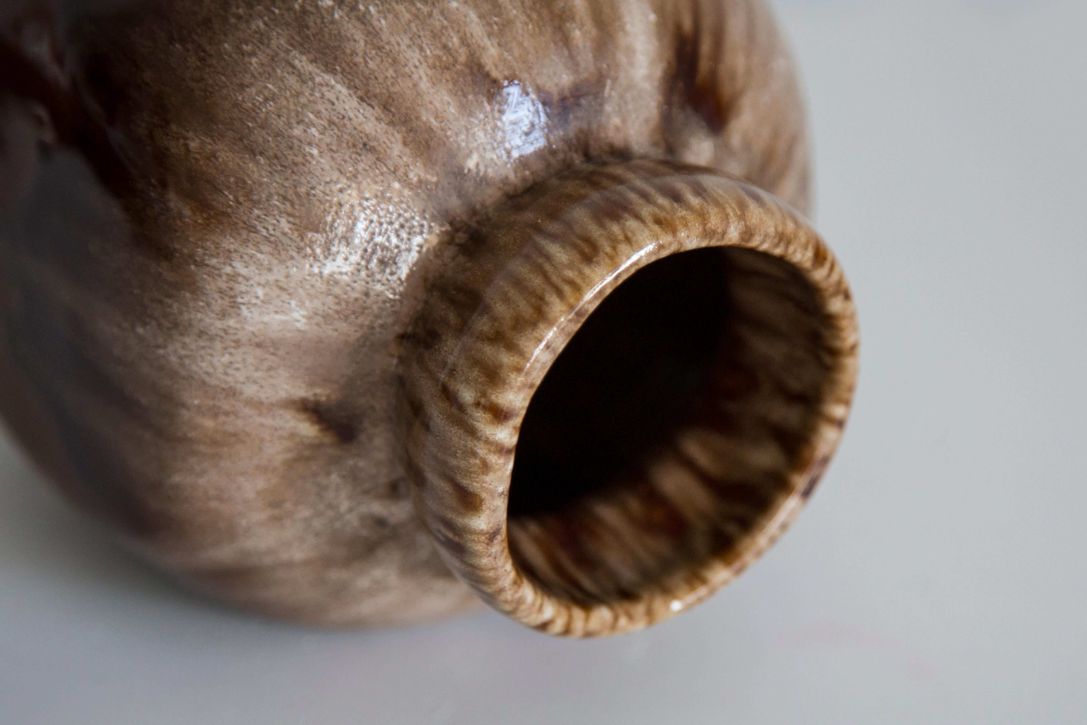 20th Century Mid Century Vintage Brown Small Ceramic Vase, Europe, 1960s For Sale