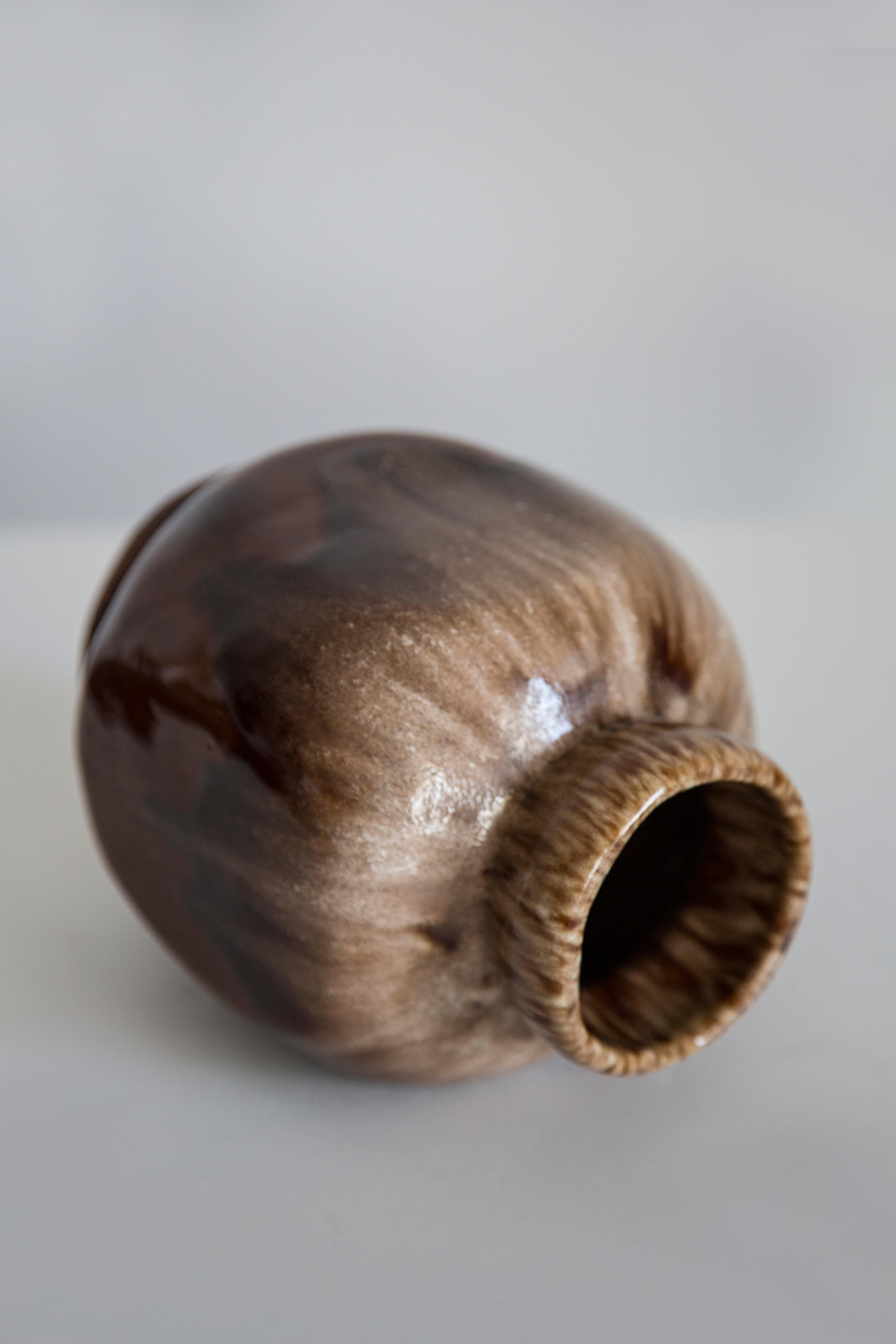 Mid Century Vintage Brown Small Ceramic Vase, Europe, 1960s For Sale 1
