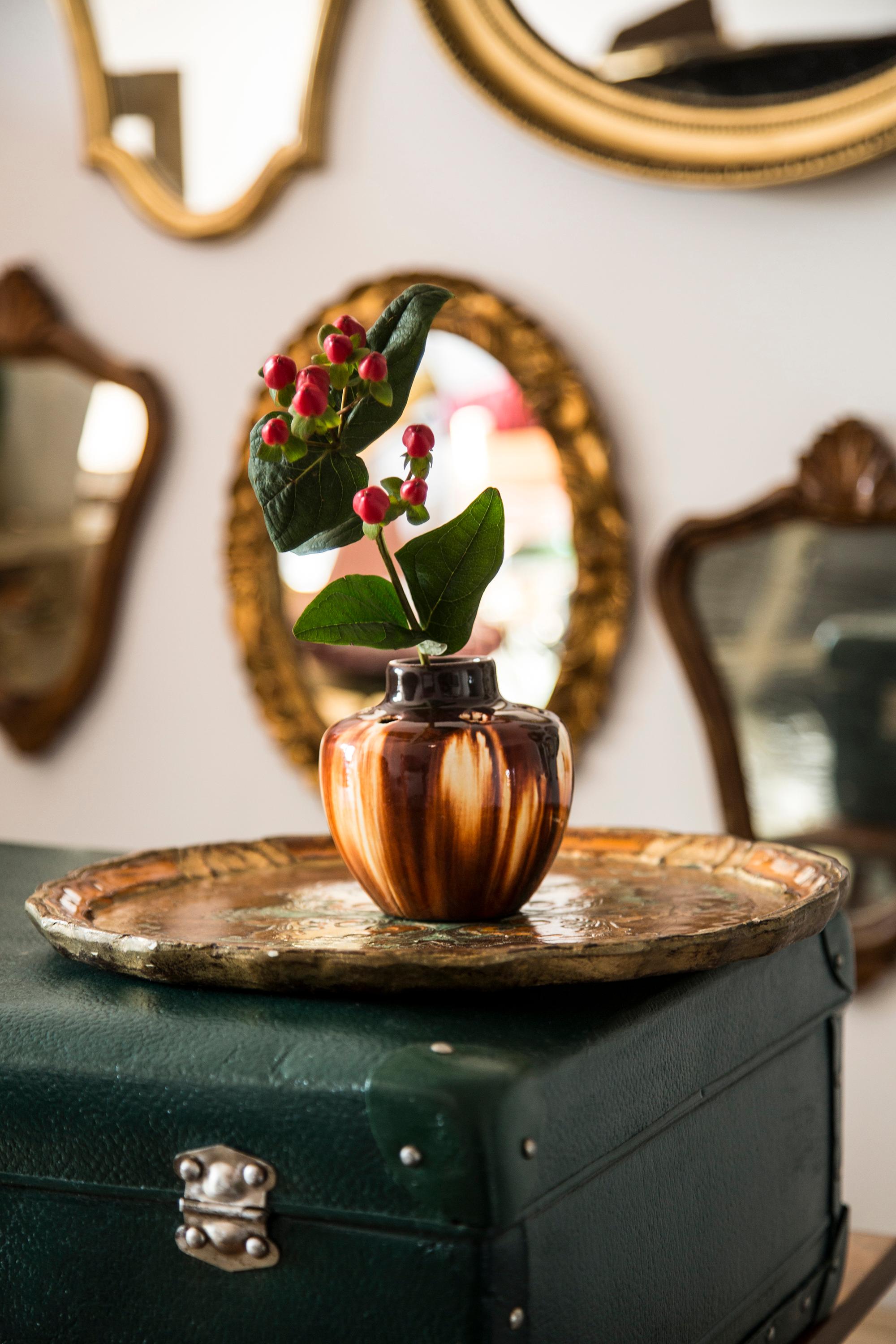 Mid-Century Modern Midcentury Vintage Brown Small Ikebana Vase, Europe, 1960s For Sale