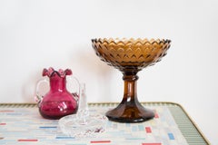 Mid Century Vintage Brown Yellow Orange Glass Sugar Bowl, Italy, 1960s