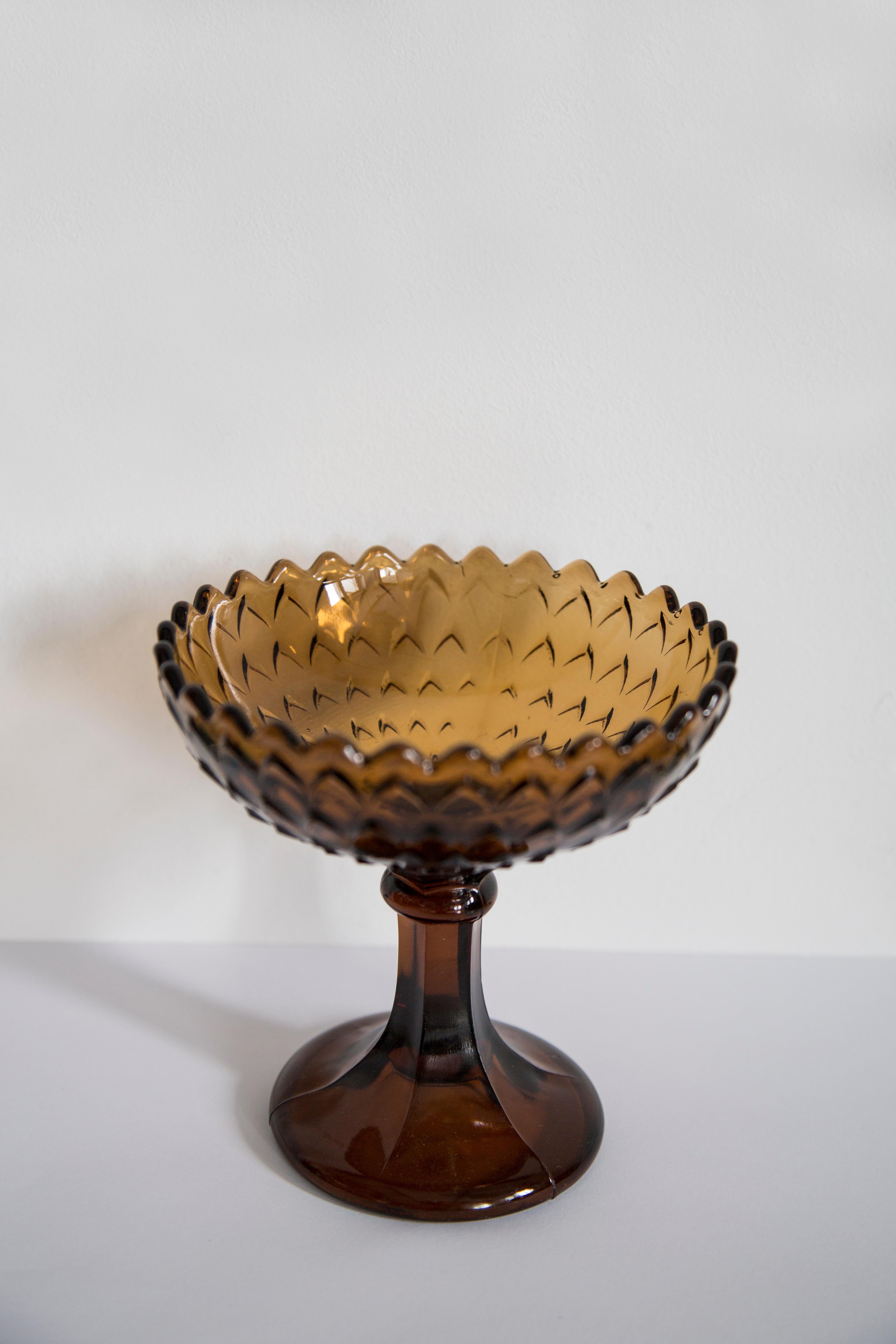 XX secolo Zuccheriera in vetro marrone giallo arancione vintage di metà secolo, Italia, anni '60 in vendita