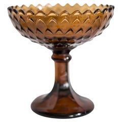 Azucarero de Vidrio Marrón Amarillo Naranja Mid Century Vintage, Italia, años 60