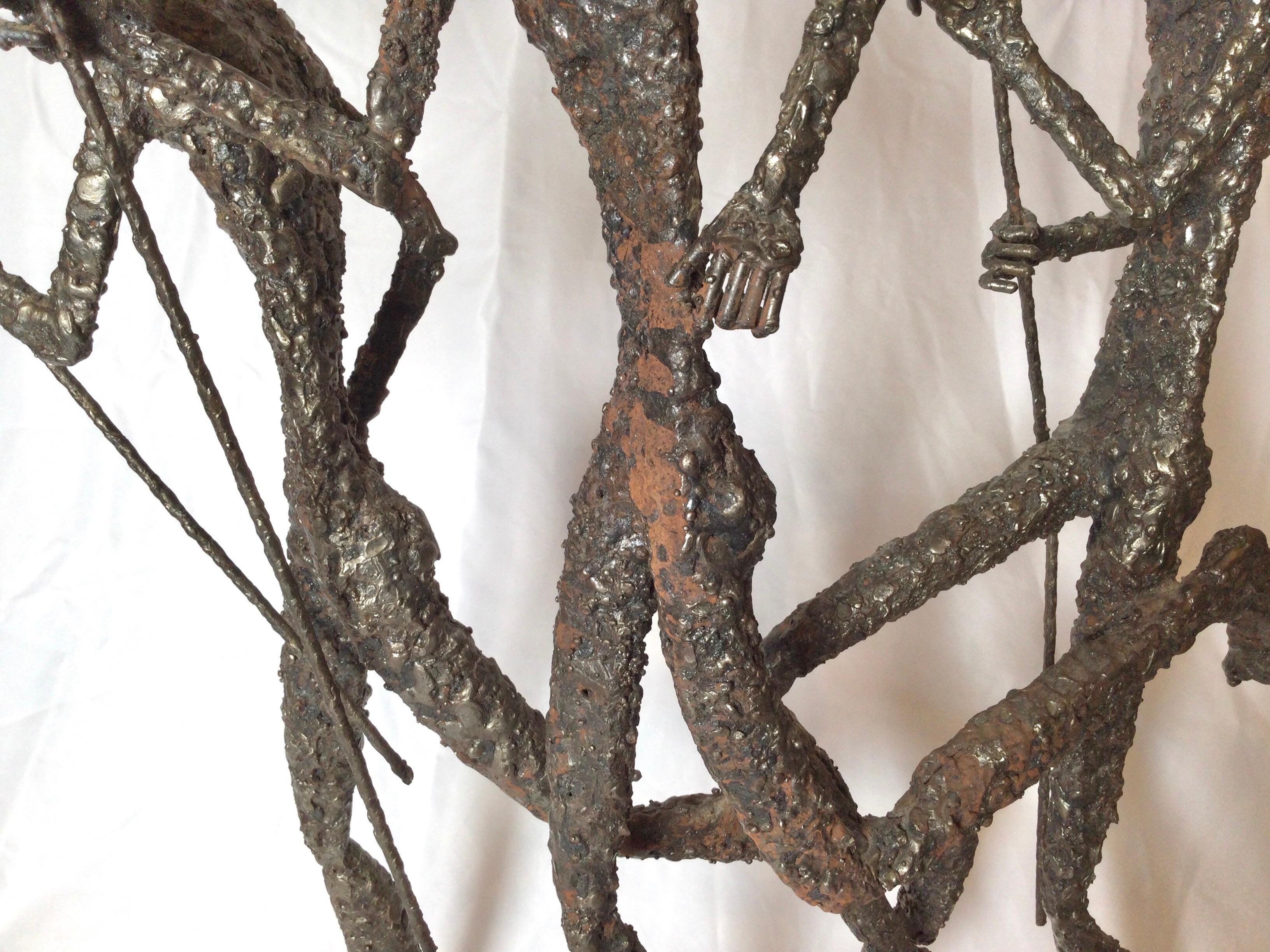 Patinated Mid Century Vintage Brutalist Textured Metal Sculpture by Daniel Gluck