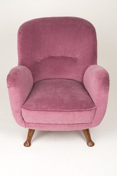 Grand fauteuil bourgogne vintage du milieu du siècle, Europe, années 1960