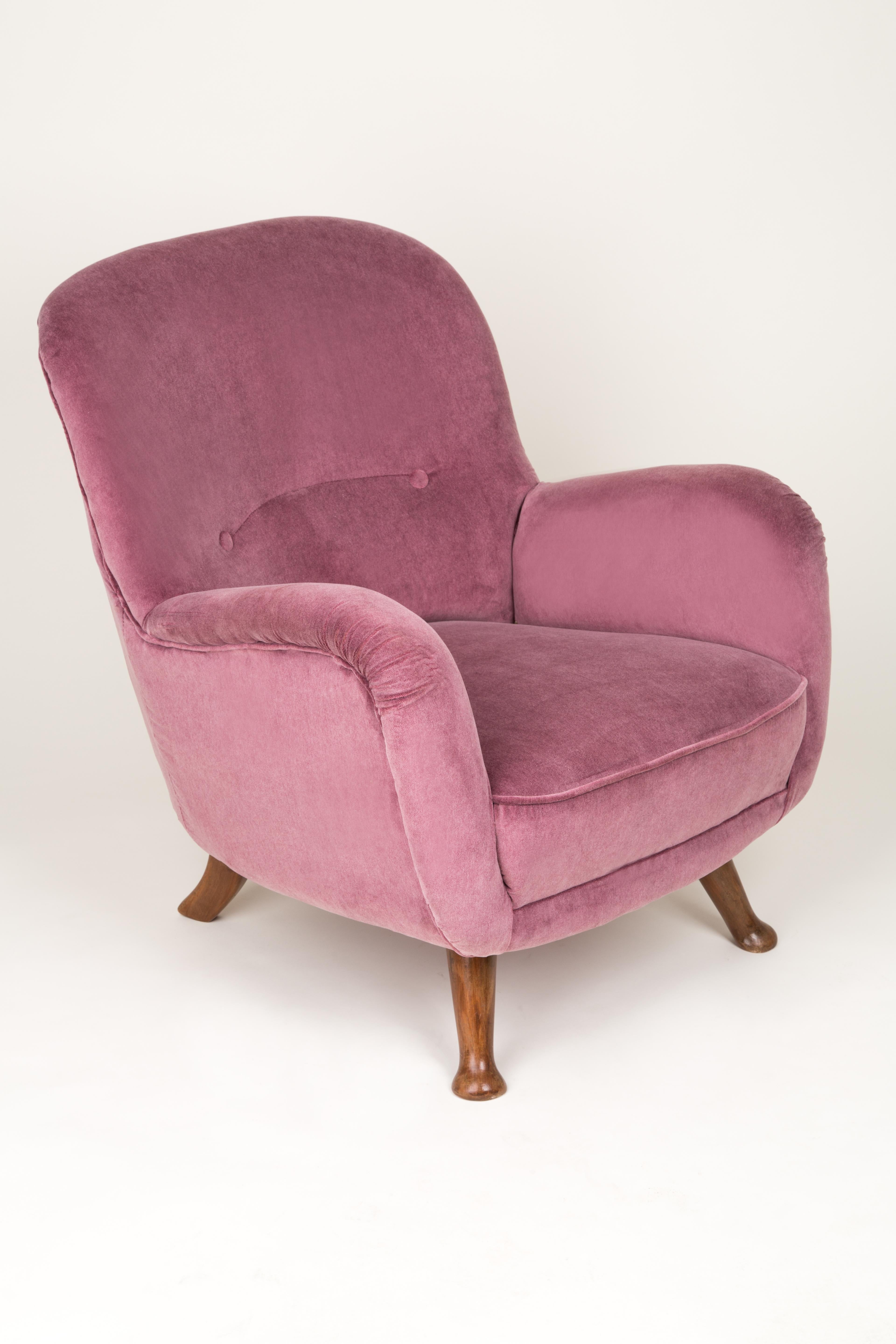 French Mid-Century Vintage Burgundy Big Armchair, Europe, 1960s For Sale