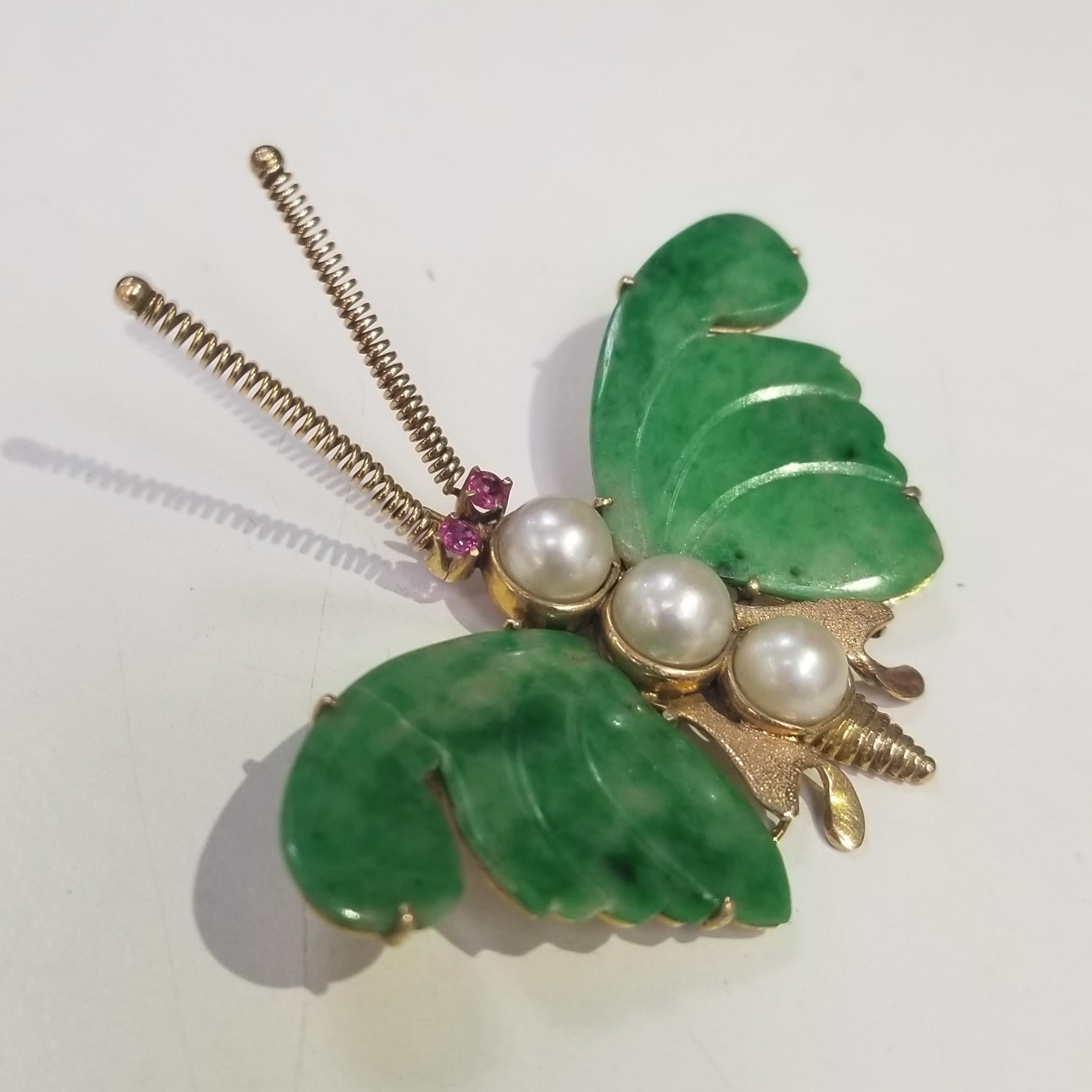 jade butterfly brooch