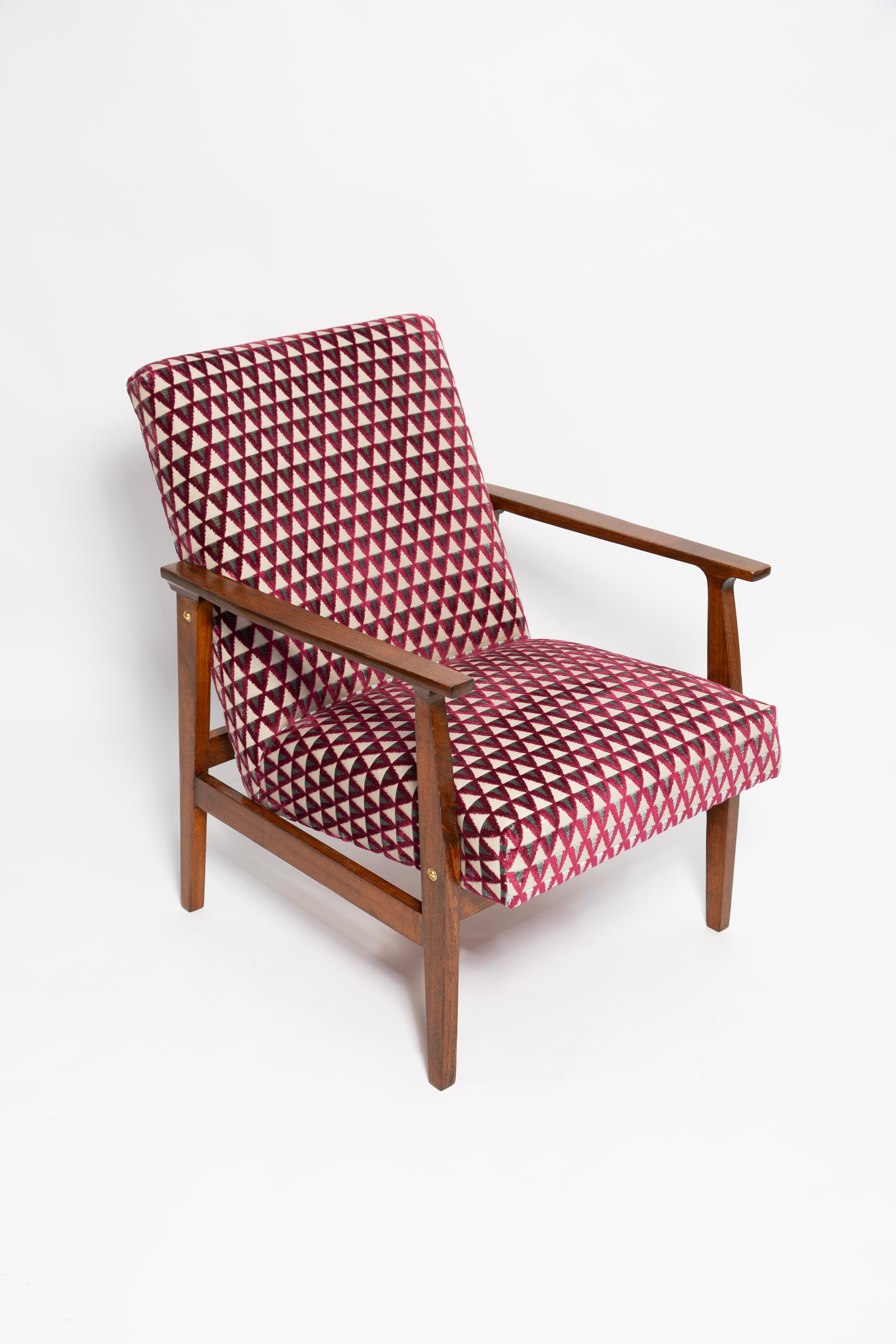 Polacco Poltrona Mid Century Vintage BW-14, velluto viola Amuleto Dedar, anni '60 in vendita