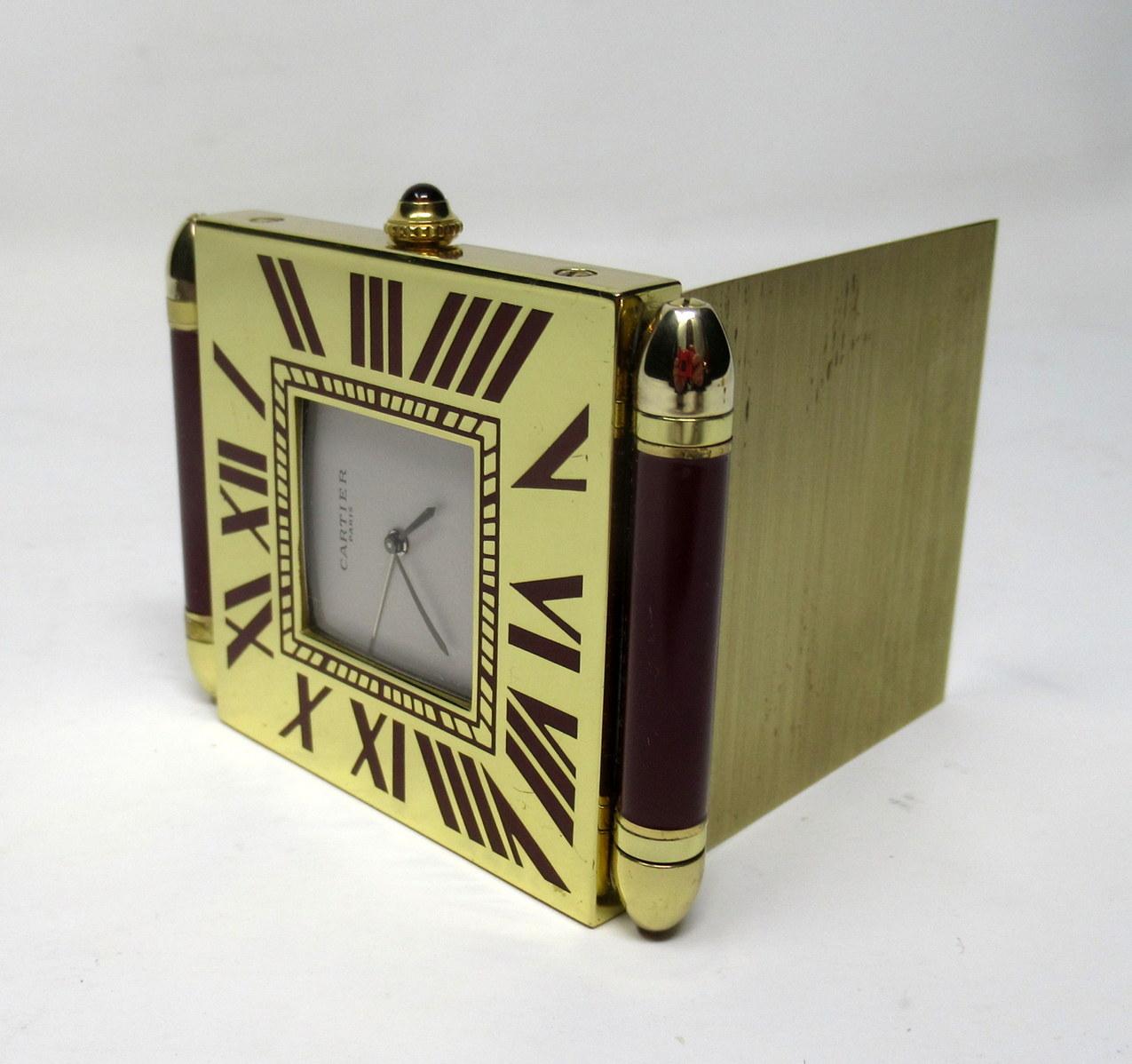 Mid Century Vintage Cartier Paris French Quartz Quadrant Traveling Alarm Clock Bon état à Dublin, Ireland