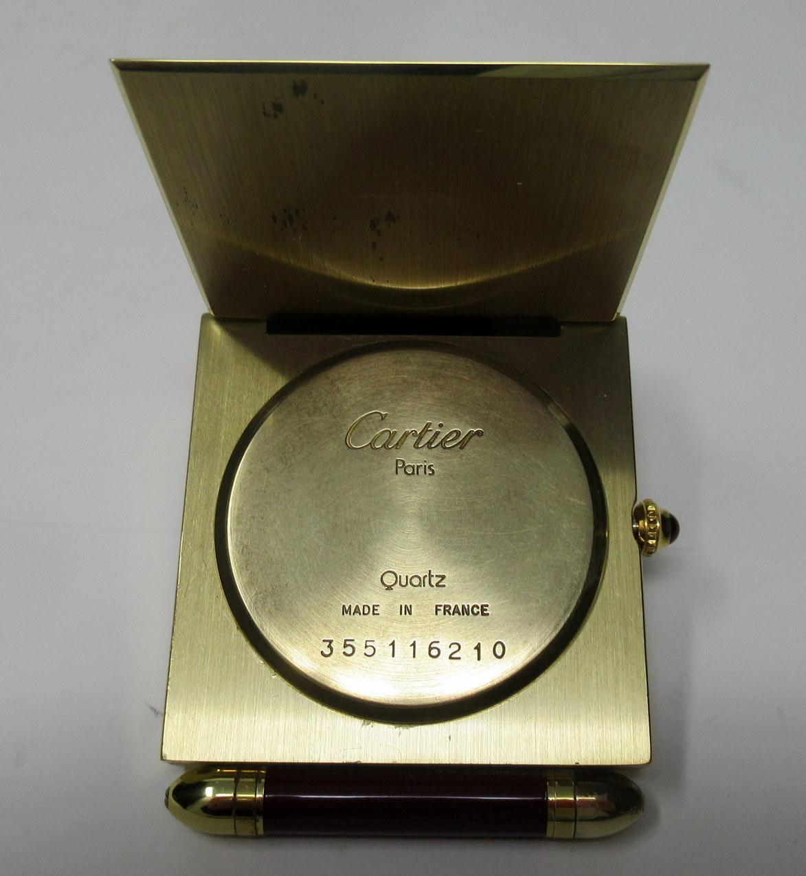 Mid Century Vintage Cartier Paris French Quartz Quadrant Traveling Alarm Clock 1