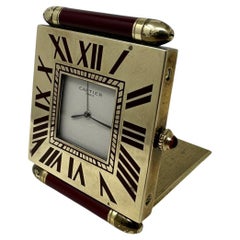 Mid Century Vintage Cartier Paris French Quartz Quadrant Traveling Alarm Clock