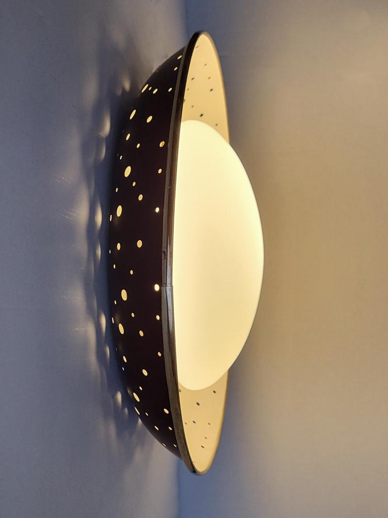 Metal Mid Century Vintage Ceiling or Wall Light Flush Mount Sconce, 1950s